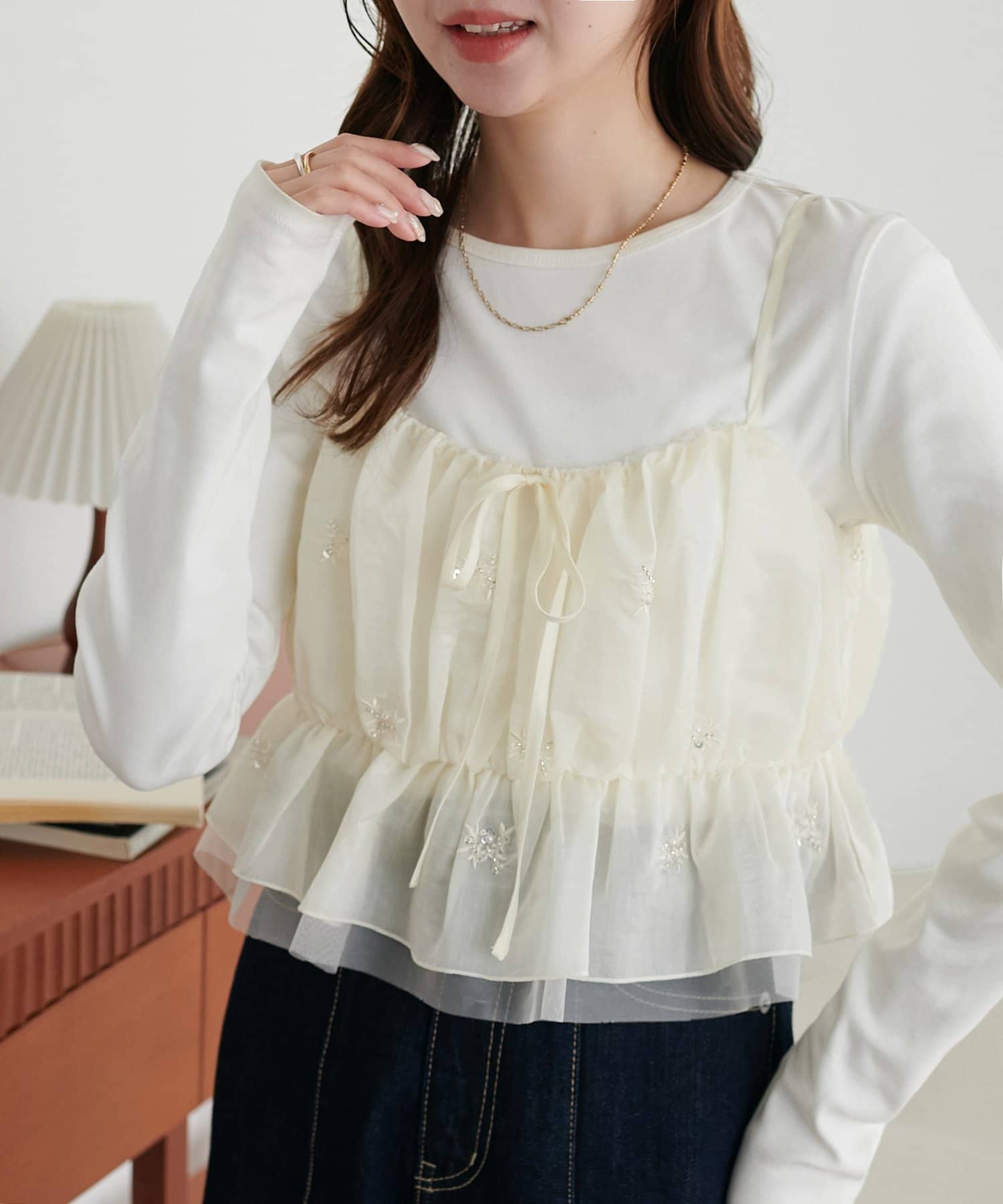 DISCOAT(ディスコート) ビジュー使いキャミ