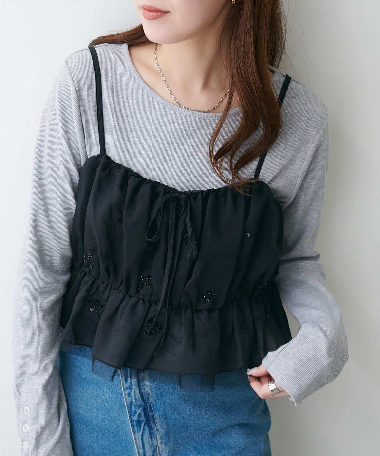 DISCOAT(ディスコート) ビジュー使いキャミ