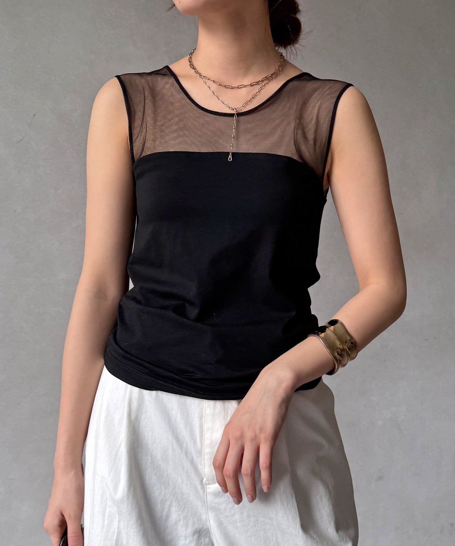 DOUDOU(ドゥドゥ) 【WEB限定】カップ付チュール切替タンク