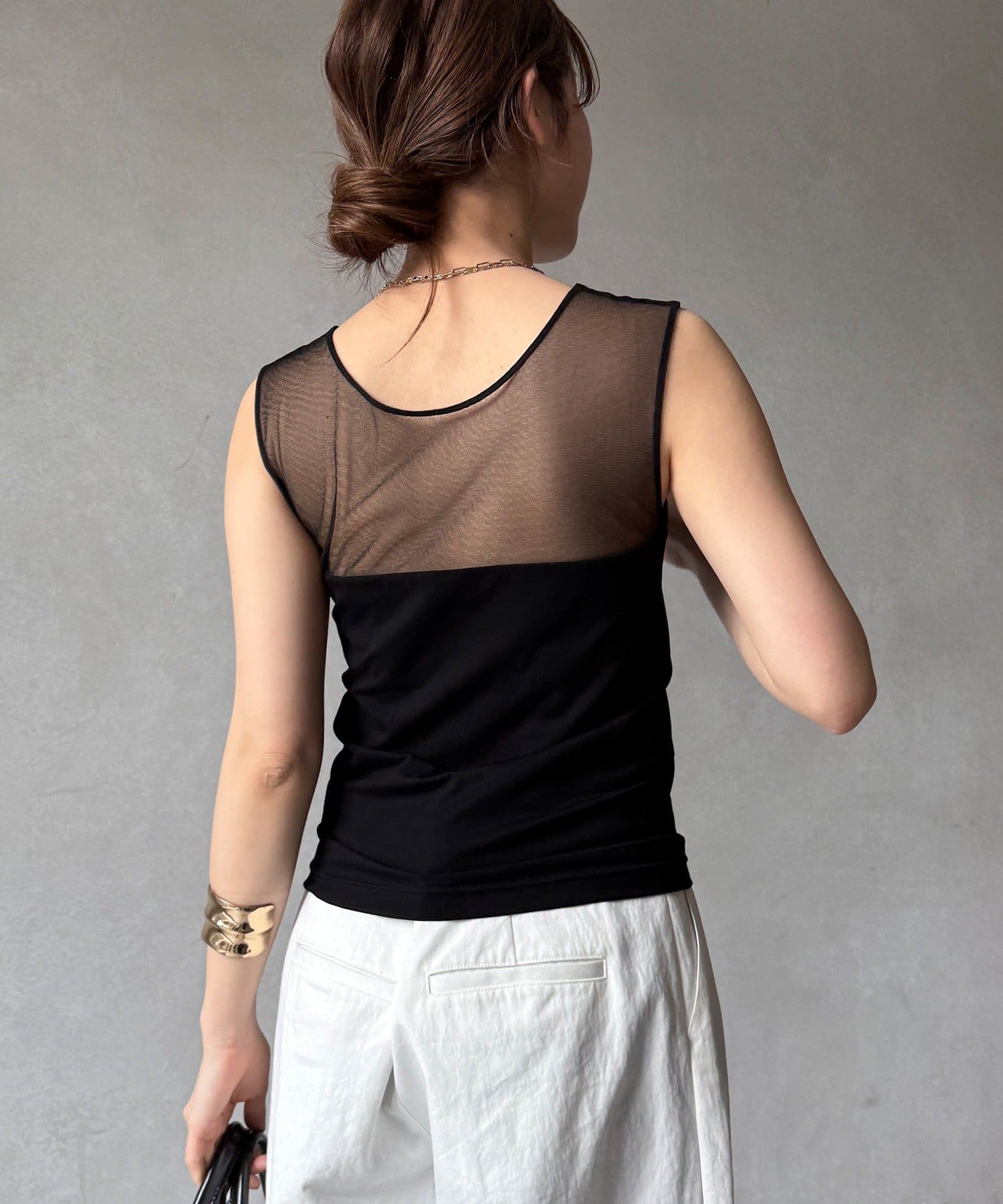 DOUDOU(ドゥドゥ) 【WEB限定】カップ付チュール切替タンク