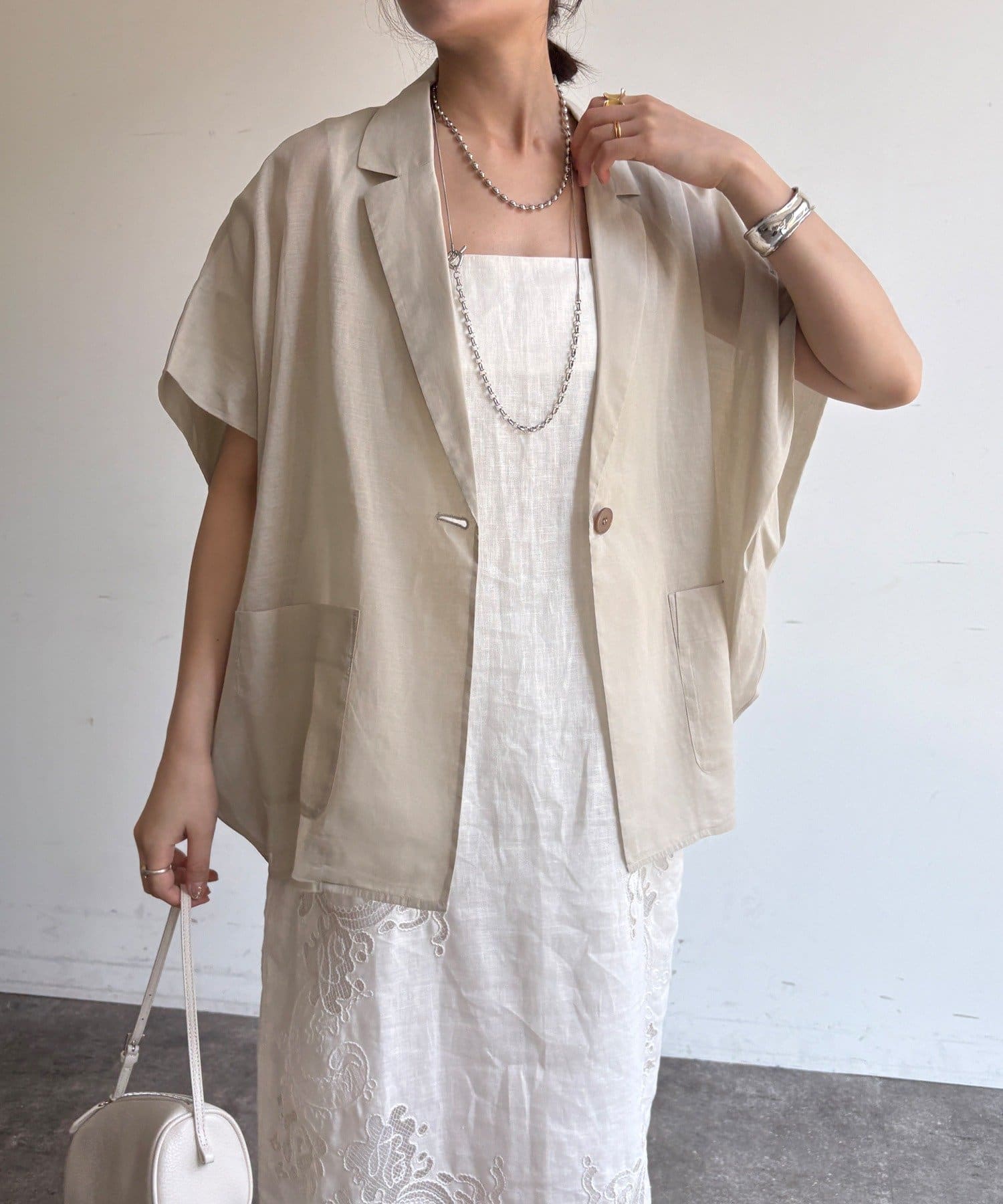 DOUDOU(ドゥドゥ) 【WEB限定】コットンシアータックジャケット