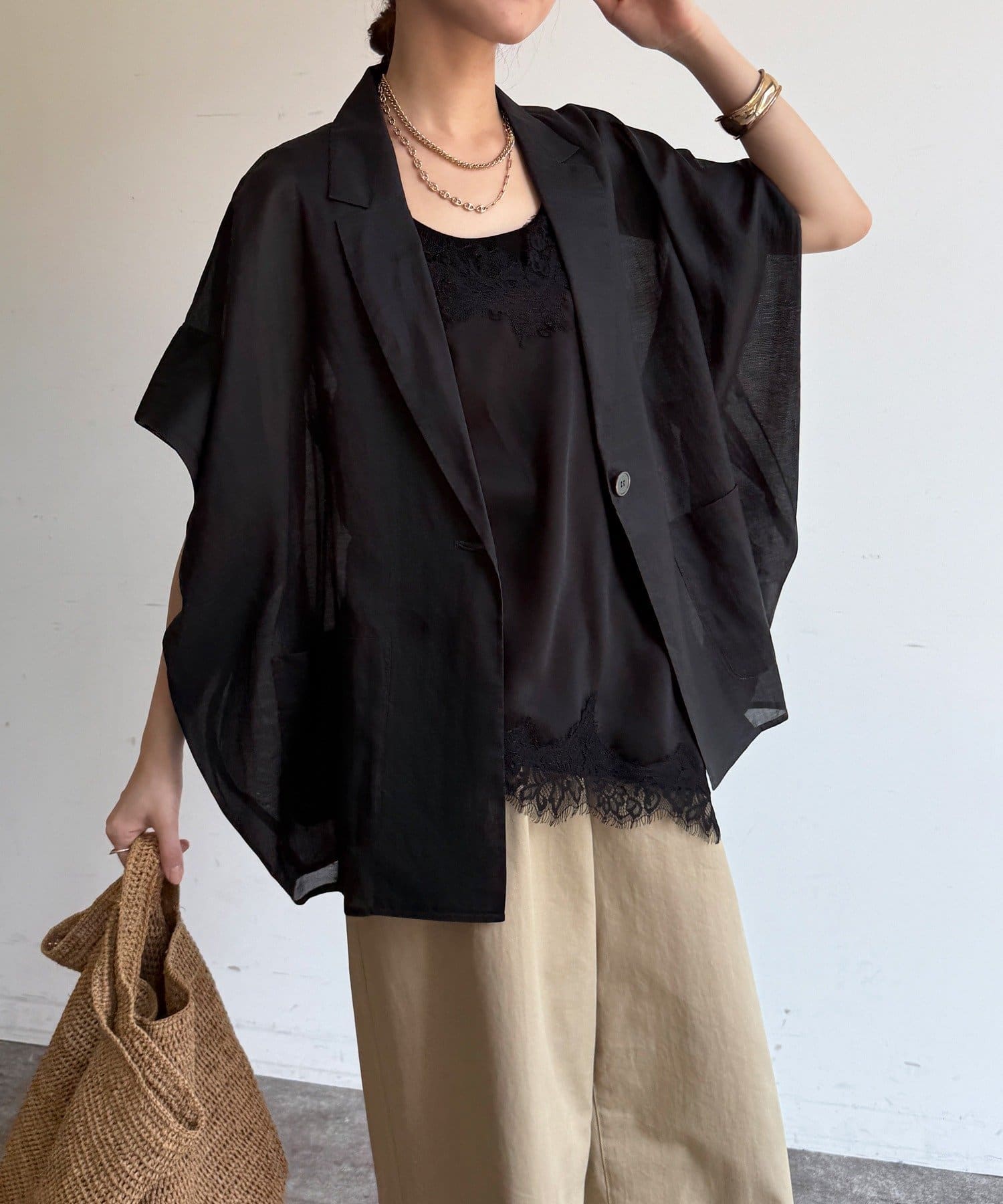 DOUDOU(ドゥドゥ) 【WEB限定】コットンシアータックジャケット