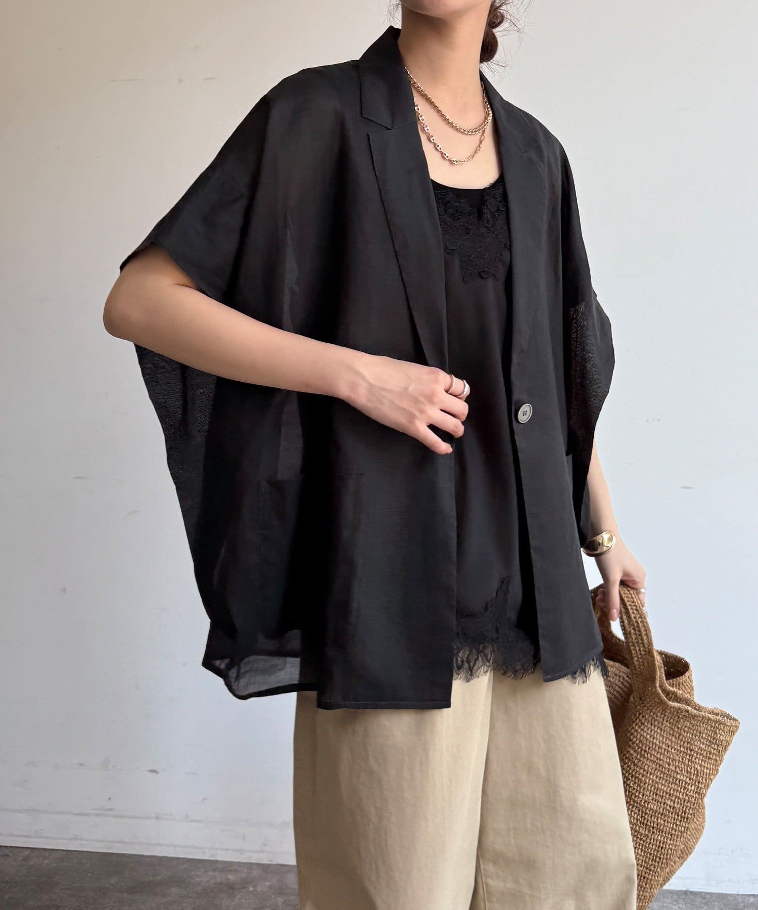 DOUDOU(ドゥドゥ) 【WEB限定】コットンシアータックジャケット