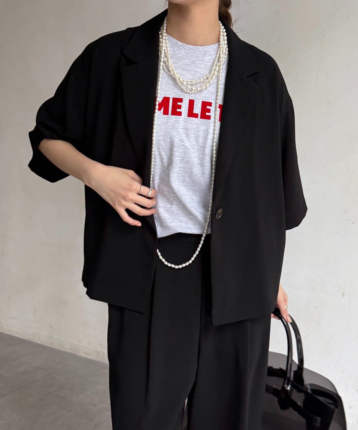 DOUDOU(ドゥドゥ) 【セットアップ可能】クールグログラン5分袖ジャケット