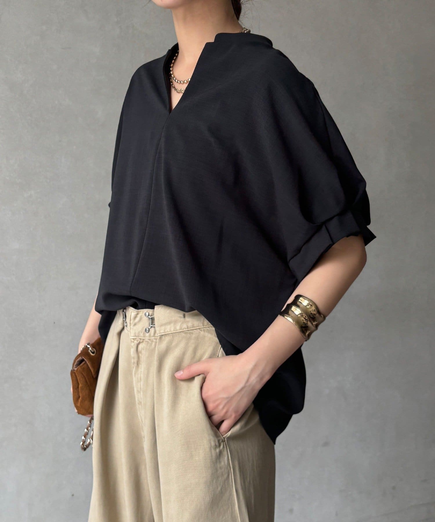 DOUDOU(ドゥドゥ) 【WEB限定】クールグログランスキッパーシャツ