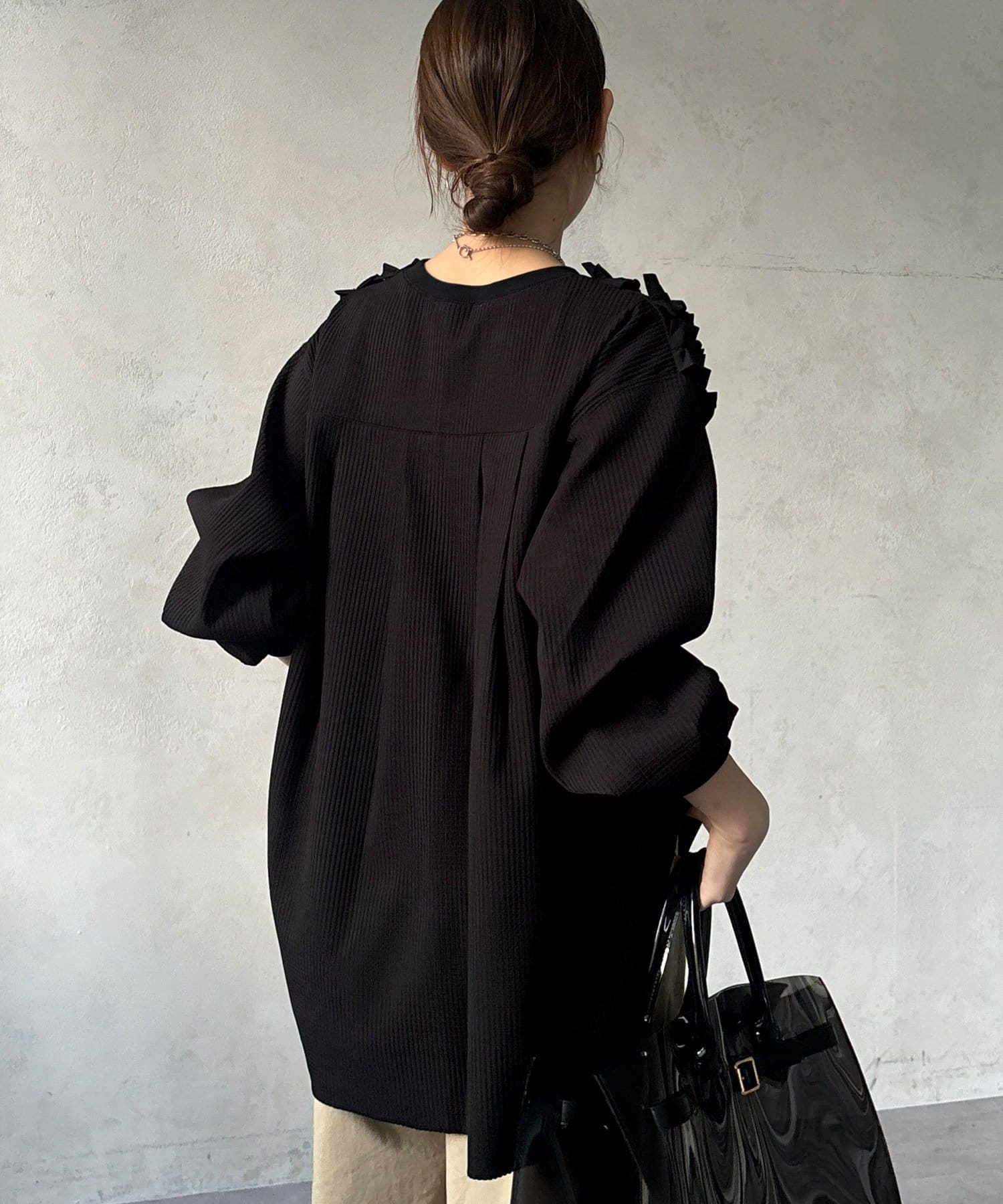 DOUDOU(ドゥドゥ) 【WEB/セットアップ可能】ランダムフリルワッフルトップス