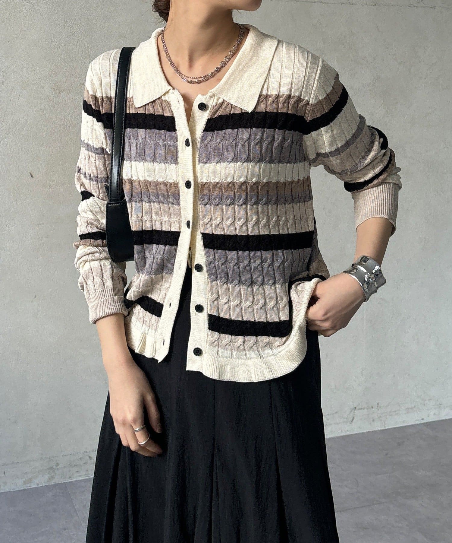 DOUDOU(ドゥドゥ) 【WEB限定】マルチボーダーポロニット