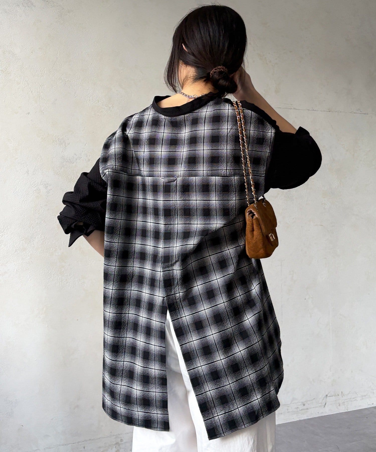 DOUDOU(ドゥドゥ) 【WEB限定】バックチェックサッカーシャツ