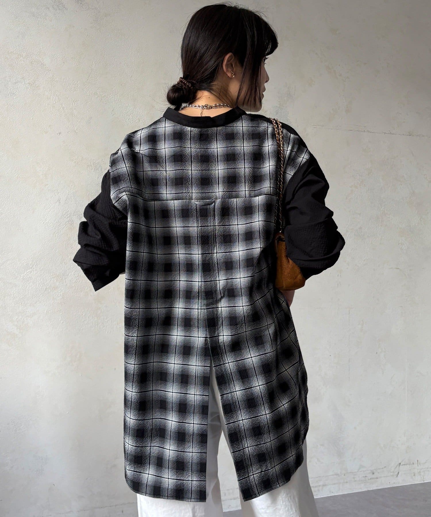 DOUDOU(ドゥドゥ) 【WEB限定】バックチェックサッカーシャツ