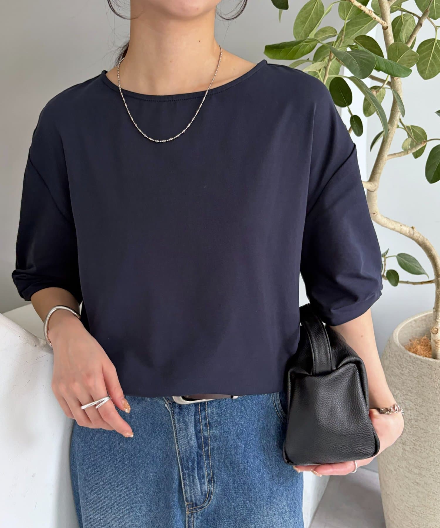 DISCOAT(ディスコート) 【WEB限定】袖ギャザーボーダーTシャツ