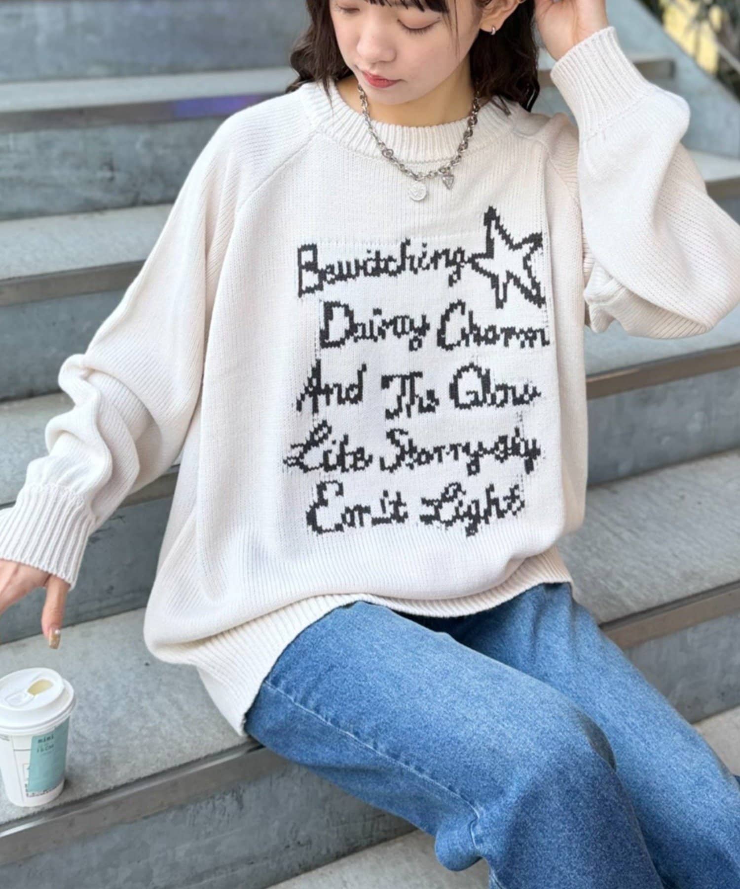 w closet(ダブルクローゼット) メッセージニット