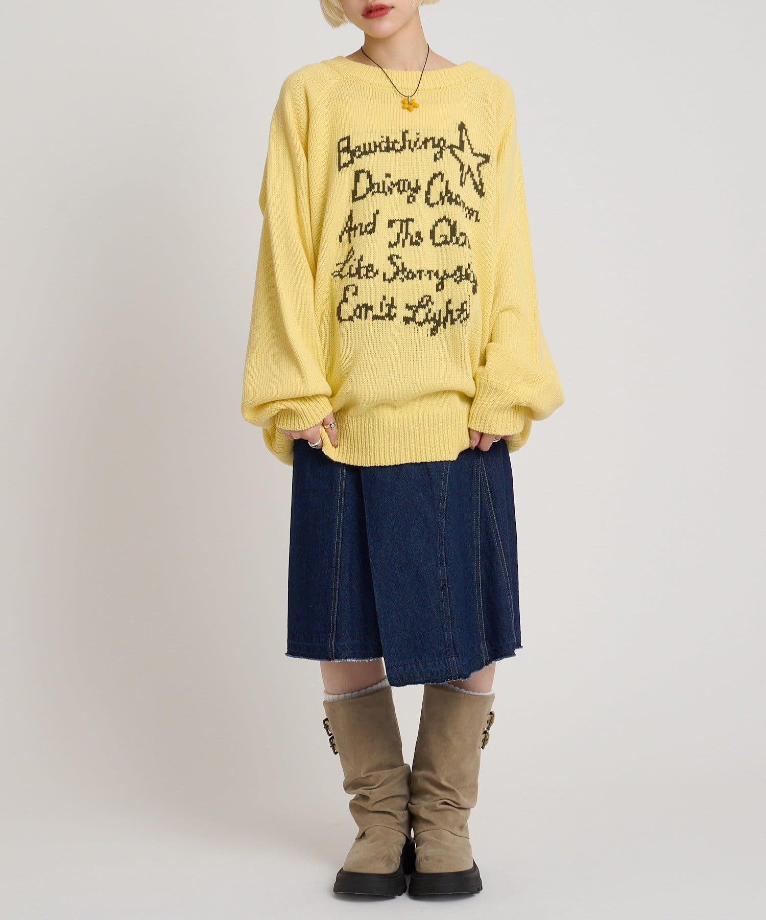 w closet(ダブルクローゼット) メッセージニット