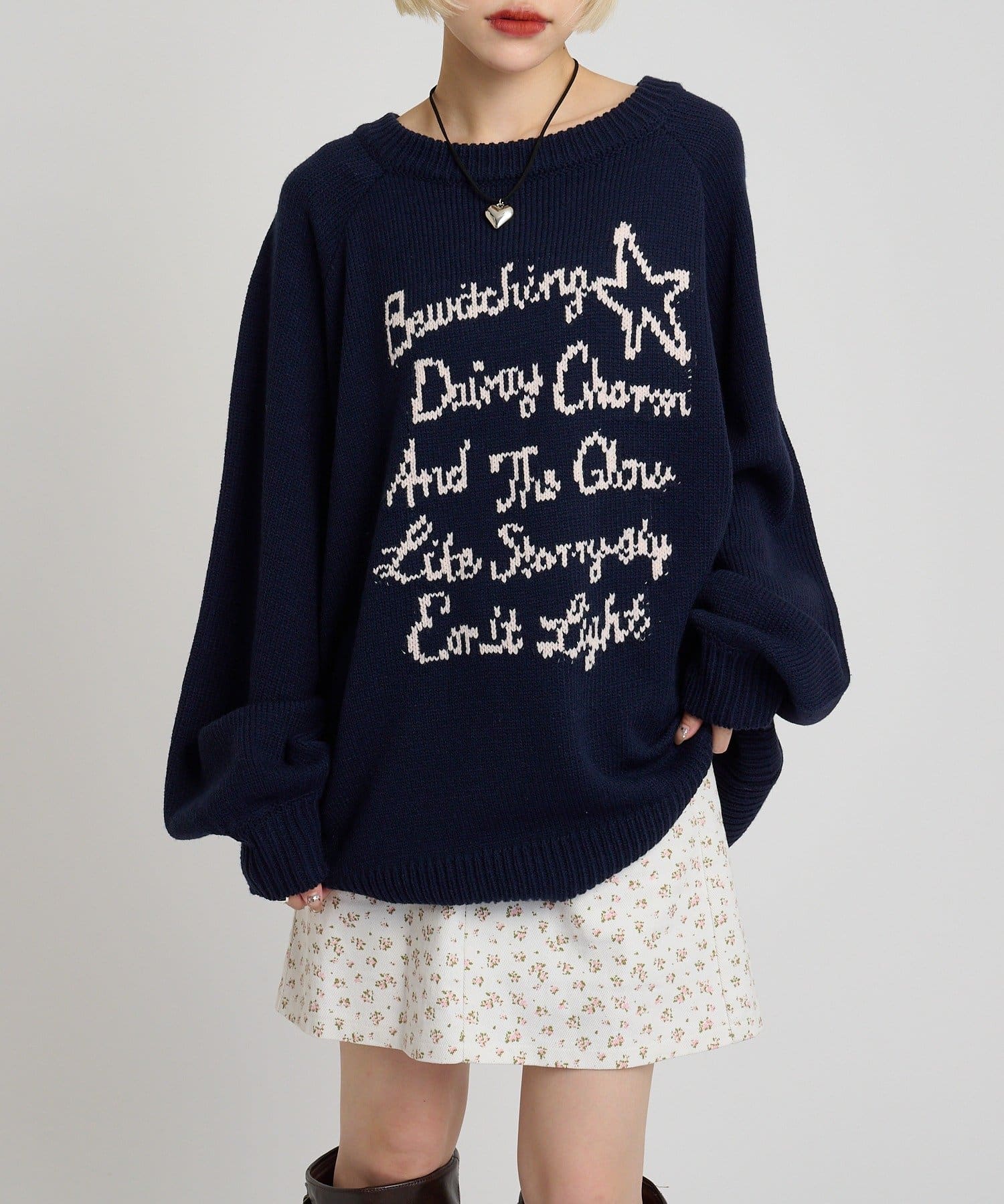 w closet(ダブルクローゼット) メッセージニット