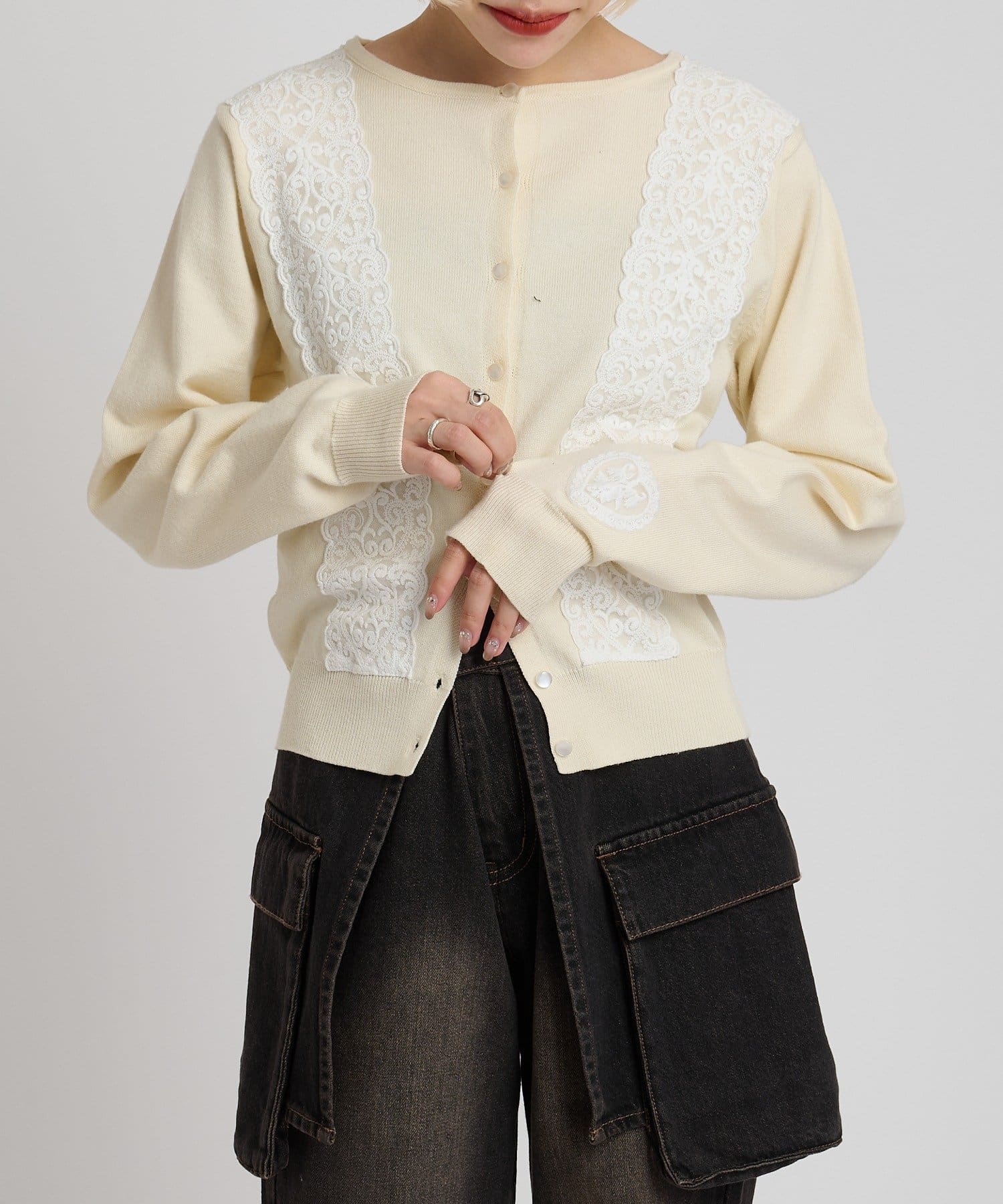 w closet(ダブルクローゼット) レースカーディガン