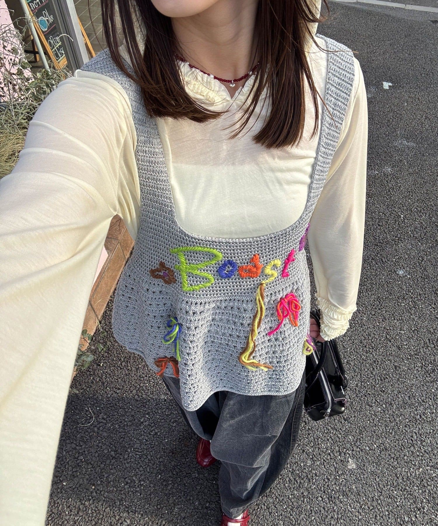 CIAOPANIC(チャオパニック) Boostハンドステッチニットビスチェ