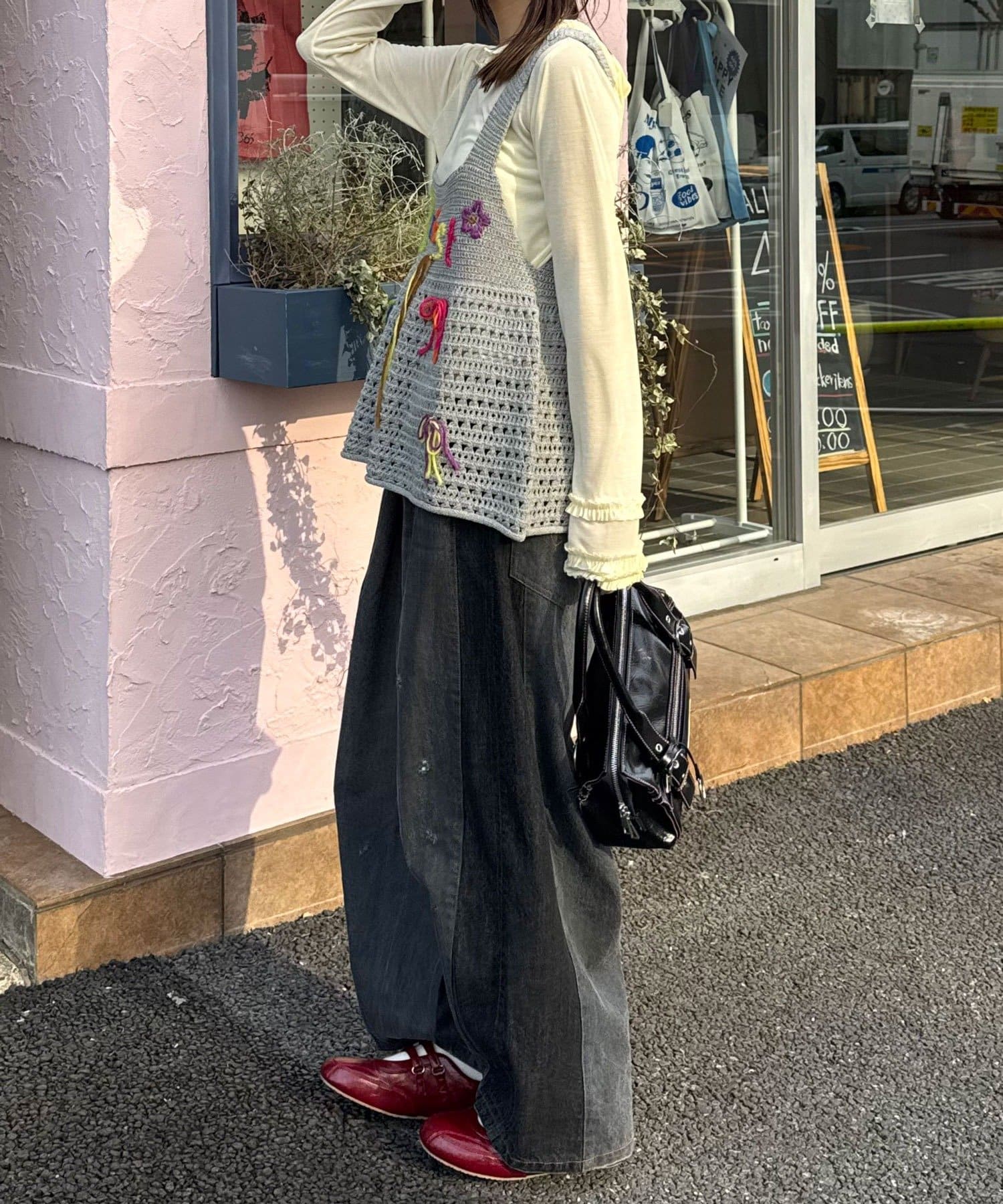 CIAOPANIC(チャオパニック) Boostハンドステッチニットビスチェ