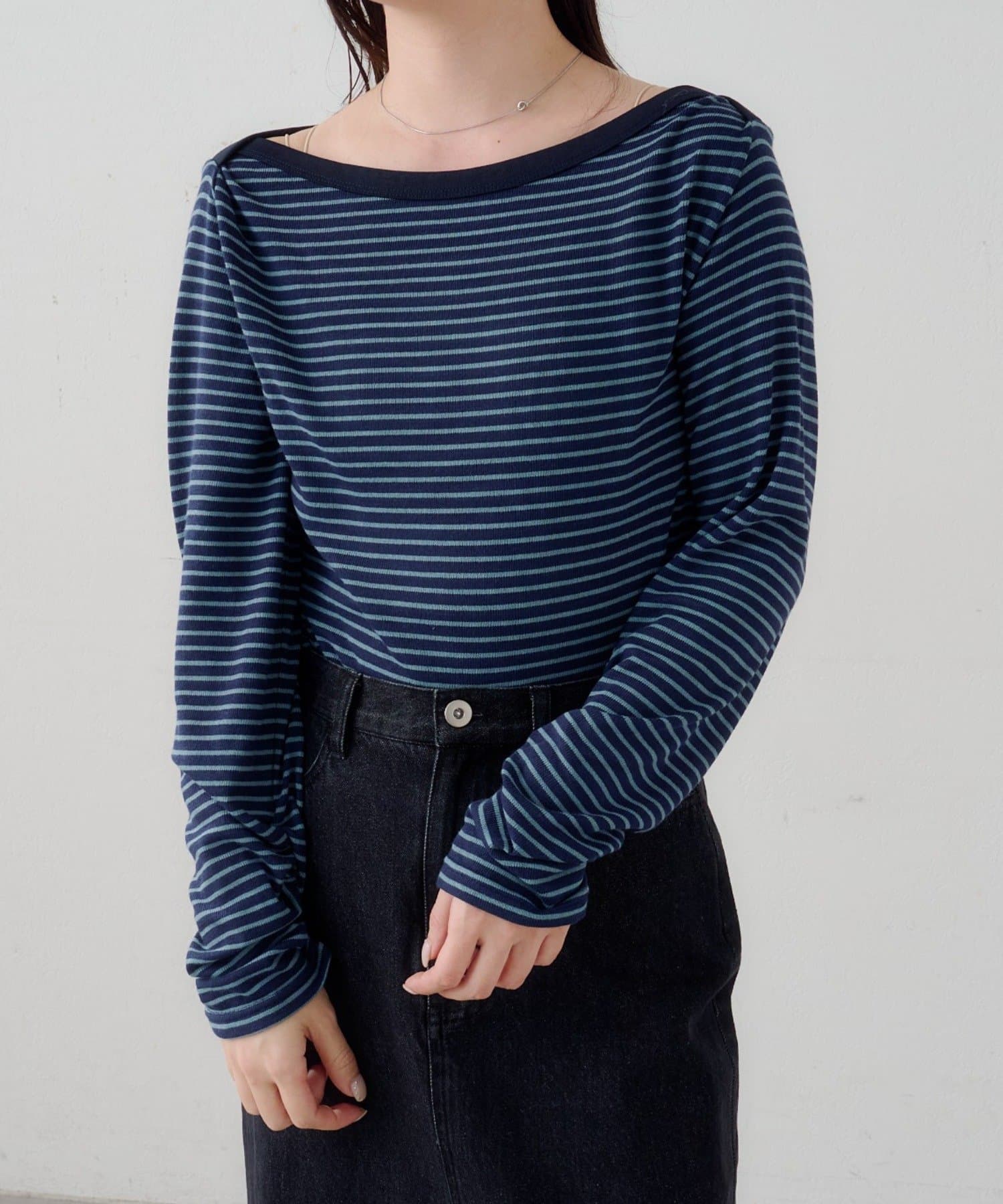 Kastane(カスタネ) 【3.12(木)12:00発売】B ボーダークロスショルダーロンTEE