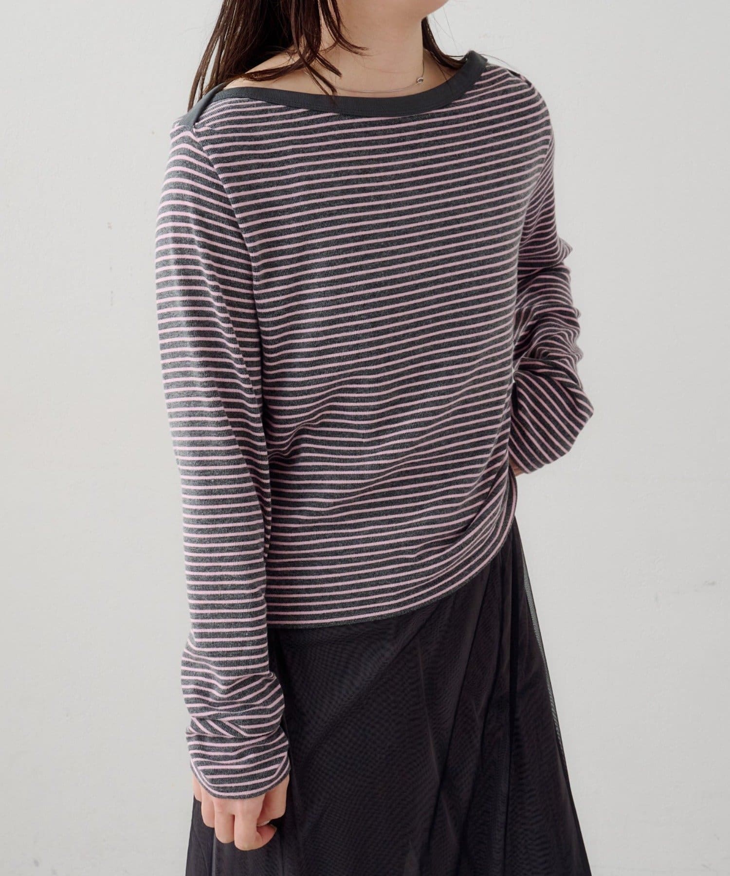 Kastane(カスタネ) 【3.12(木)12:00発売】B ボーダークロスショルダーロンTEE