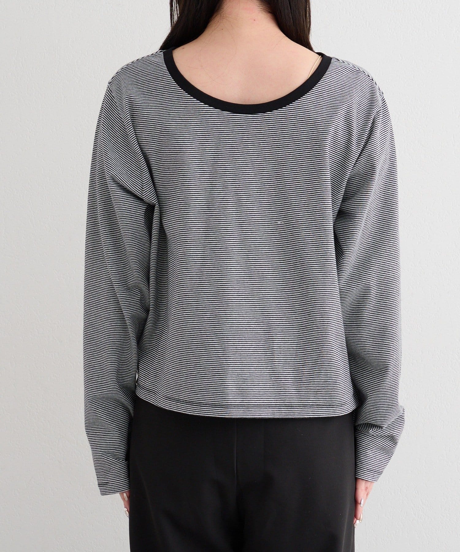 Kastane(カスタネ) 【前後2WAY】B ボーダーバックリボンロンTEE