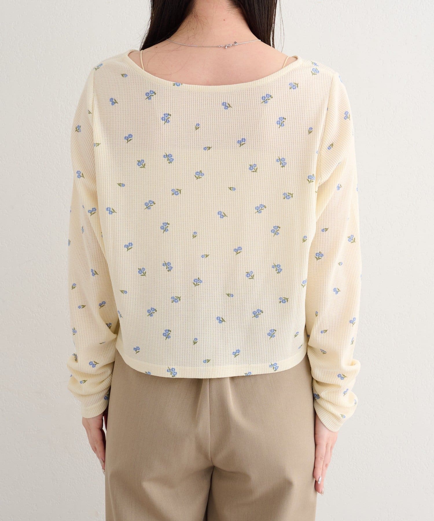 Kastane(カスタネ) B ワッフル小花柄カーディガン