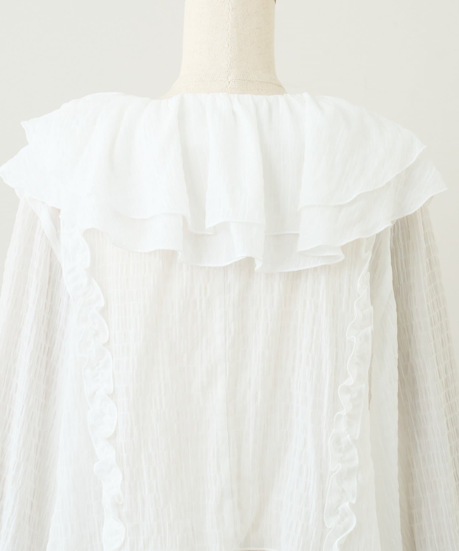 DISCOAT(ディスコート) 【umm./花柄＆無地】生地ジャガードフリルブラウス