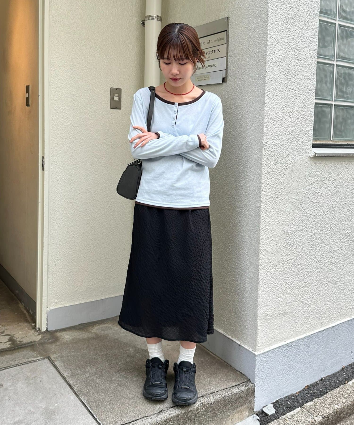 DISCOAT(ディスコート) 【umm./花柄＆無地】生地シャーリングスカート