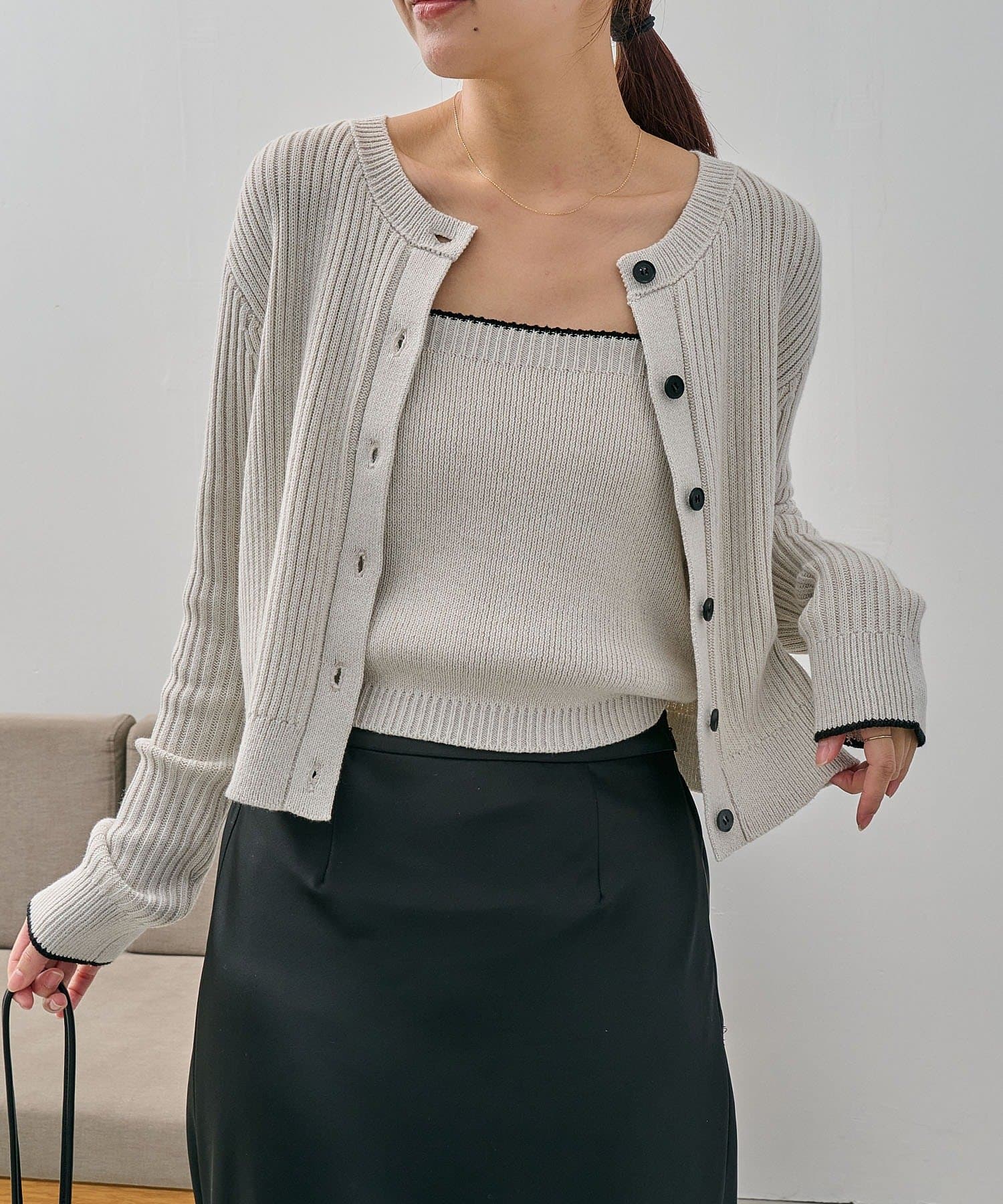 CAPRICIEUX LE'MAGE(カプリシュレマージュ) メランジキャミSETカーディガン