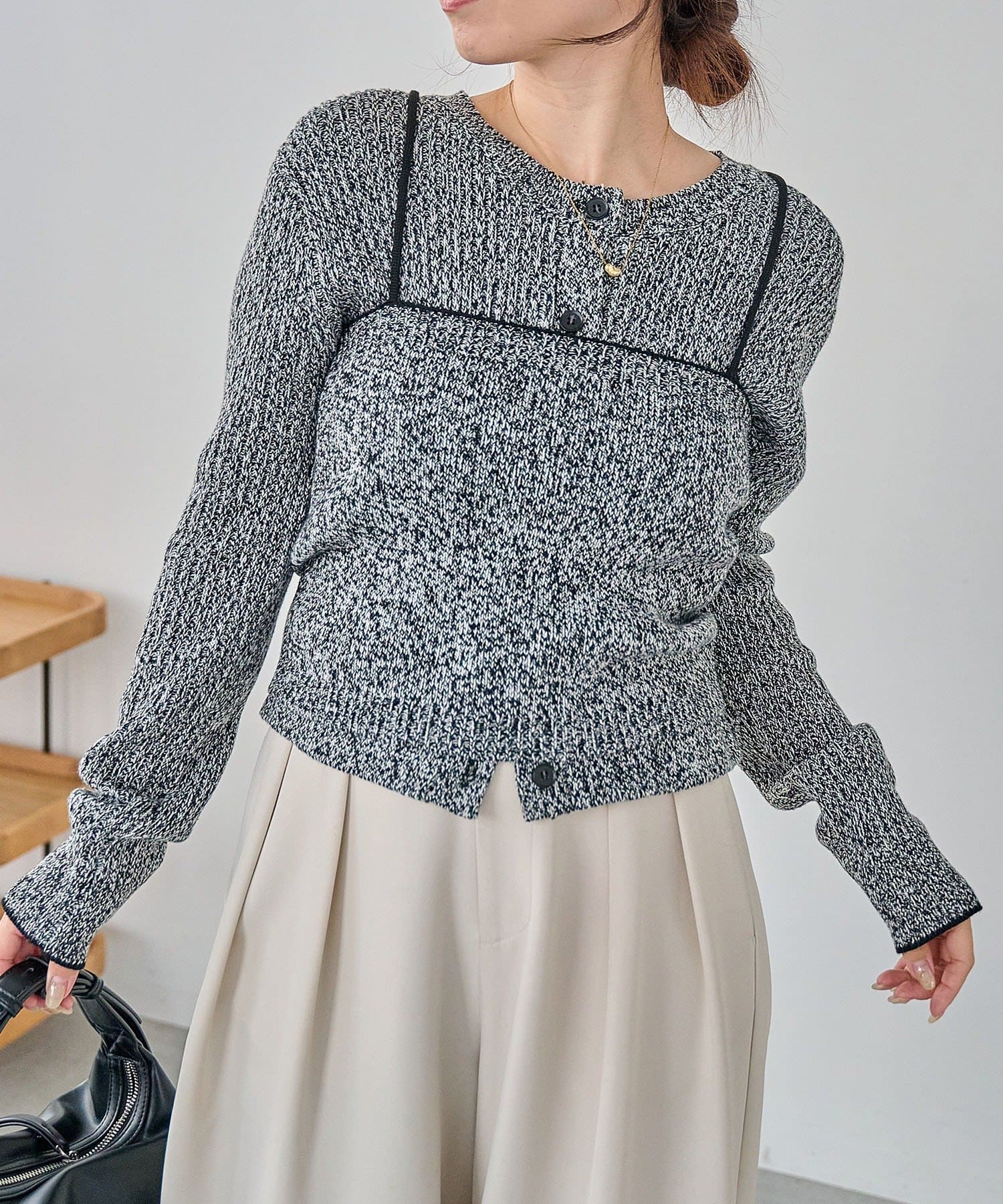 CAPRICIEUX LE'MAGE(カプリシュレマージュ) メランジキャミSETカーディガン