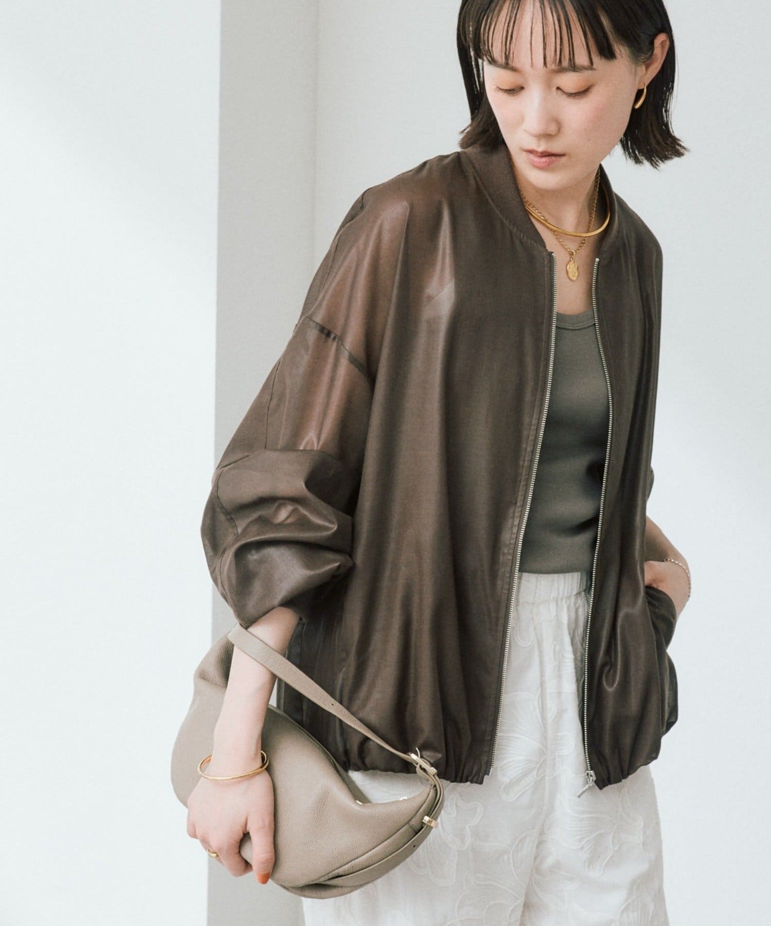 RIVE DROITE(リヴドロワ) 予約【ほどよい抜け感】グロッシーシアーブルゾン