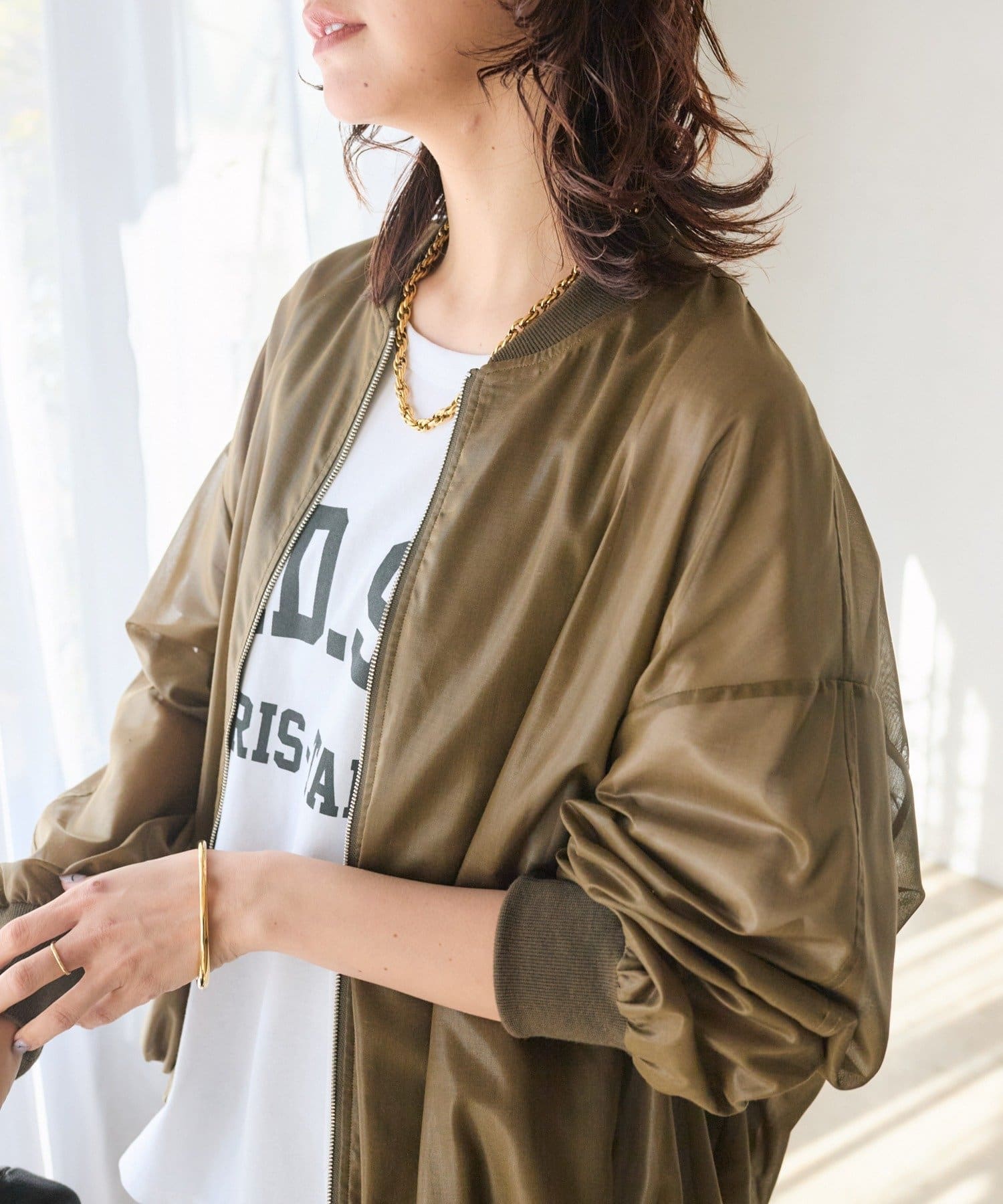 RIVE DROITE(リヴドロワ) 予約【ほどよい抜け感】グロッシーシアーブルゾン