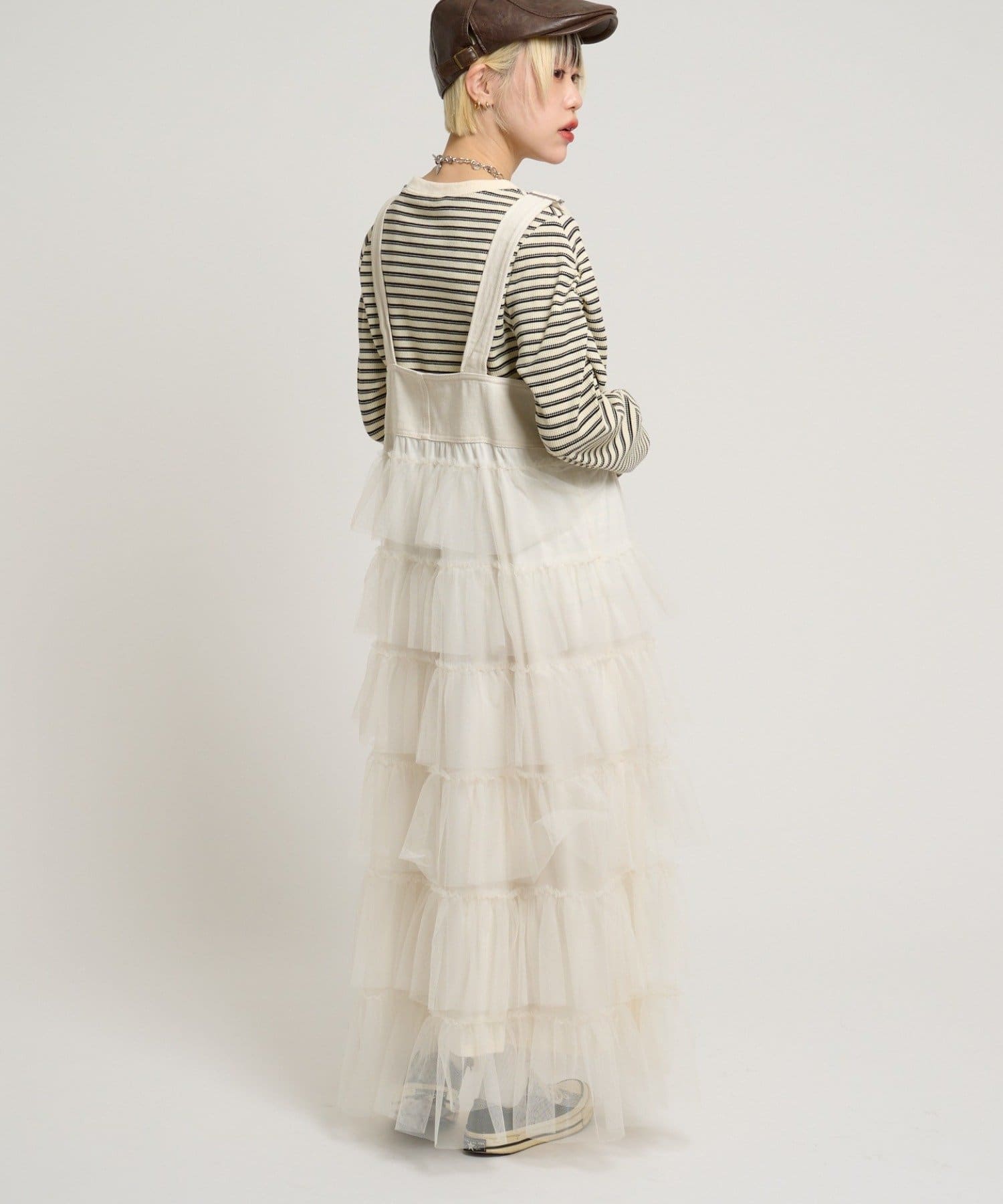 w closet(ダブルクローゼット) ワッフルボーダープルオーバー