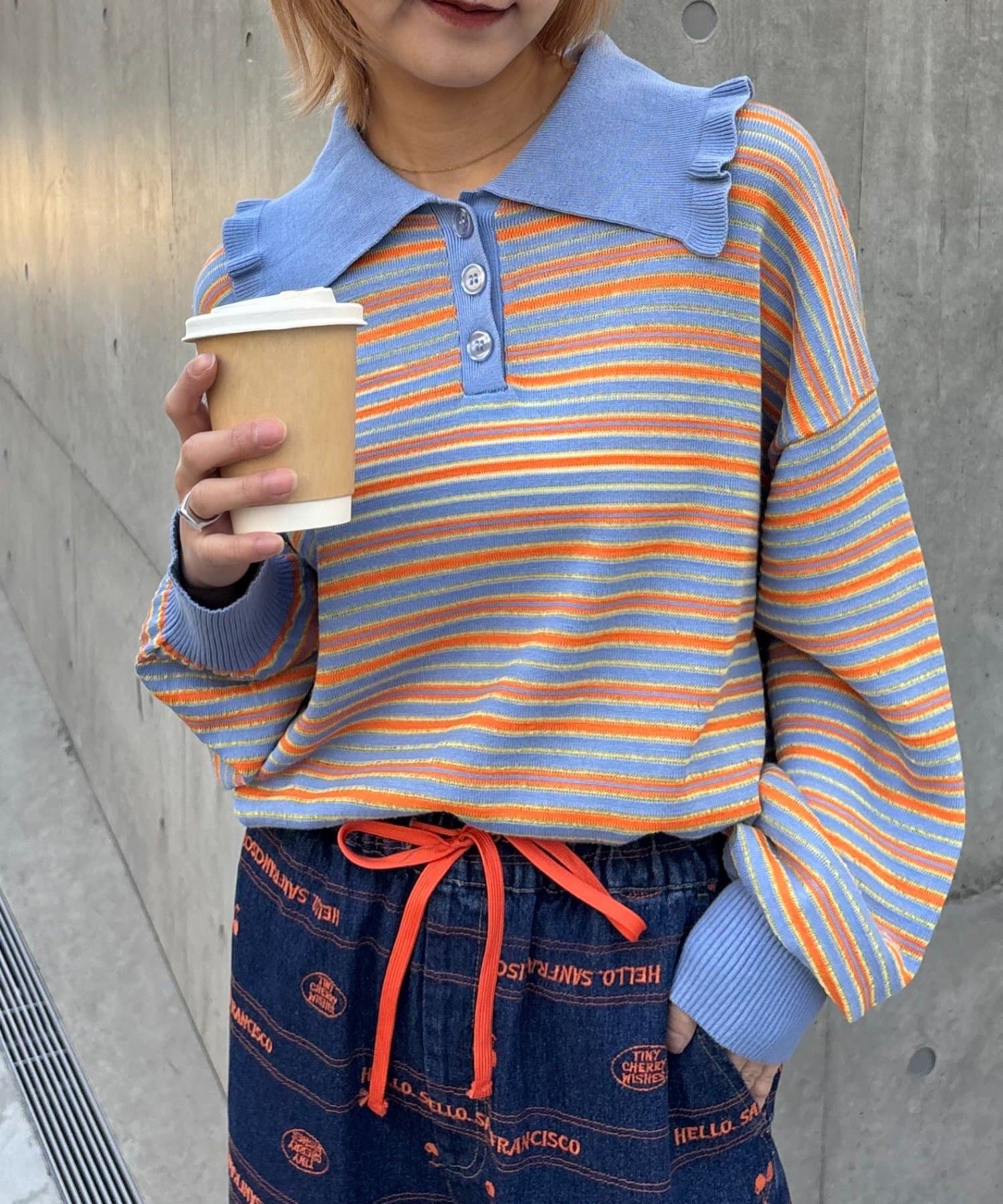 CIAOPANIC TYPY(チャオパニックティピー) 【HELLO.SANFRANCISCO/ハローサンフランシスコ】ビッグカラーボーダーポロニット