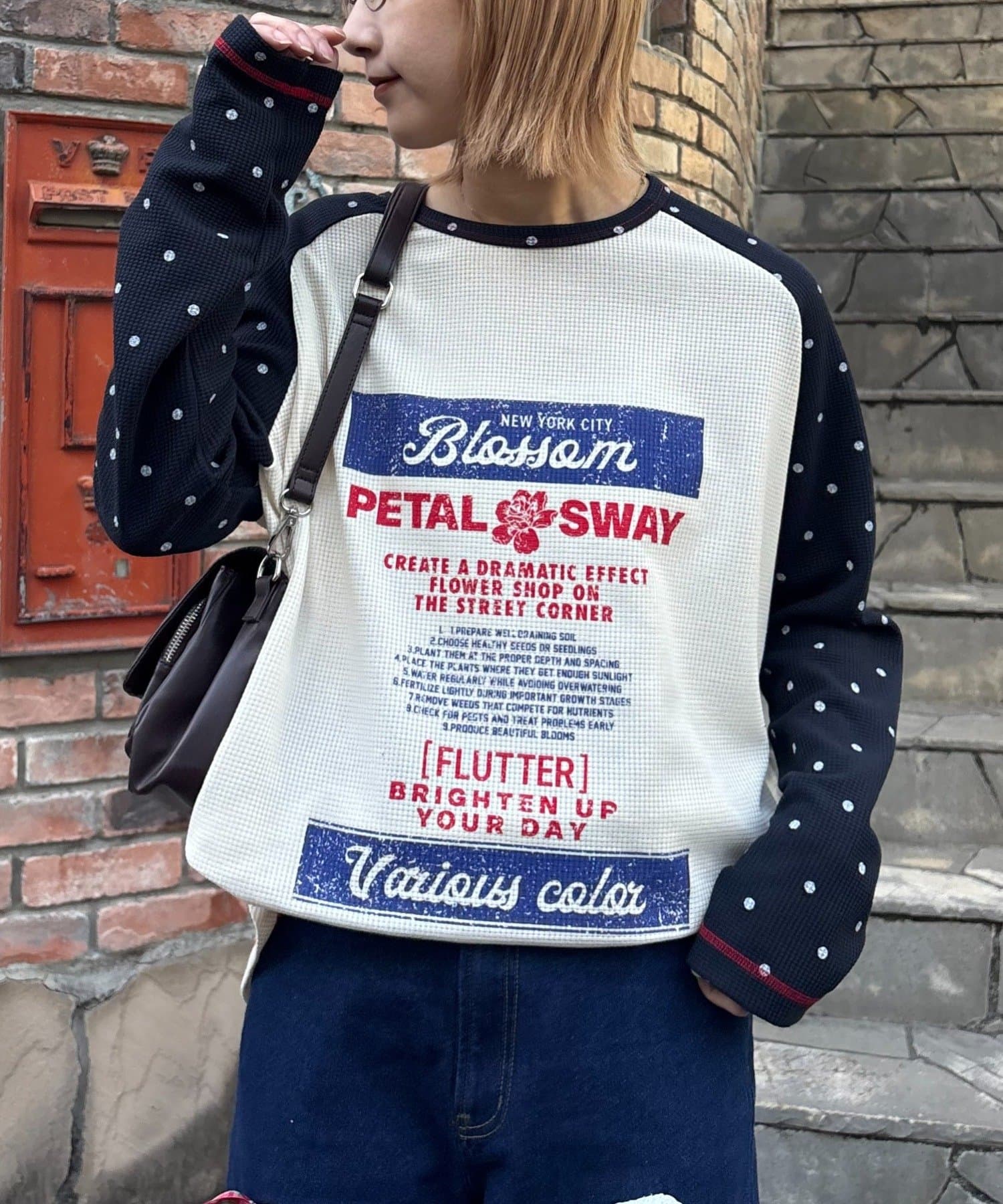 CIAOPANIC TYPY(チャオパニックティピー) 【HELLO.SANFRANCISCO/ハローサンフランシスコ】プリントワッフルラグランTEE