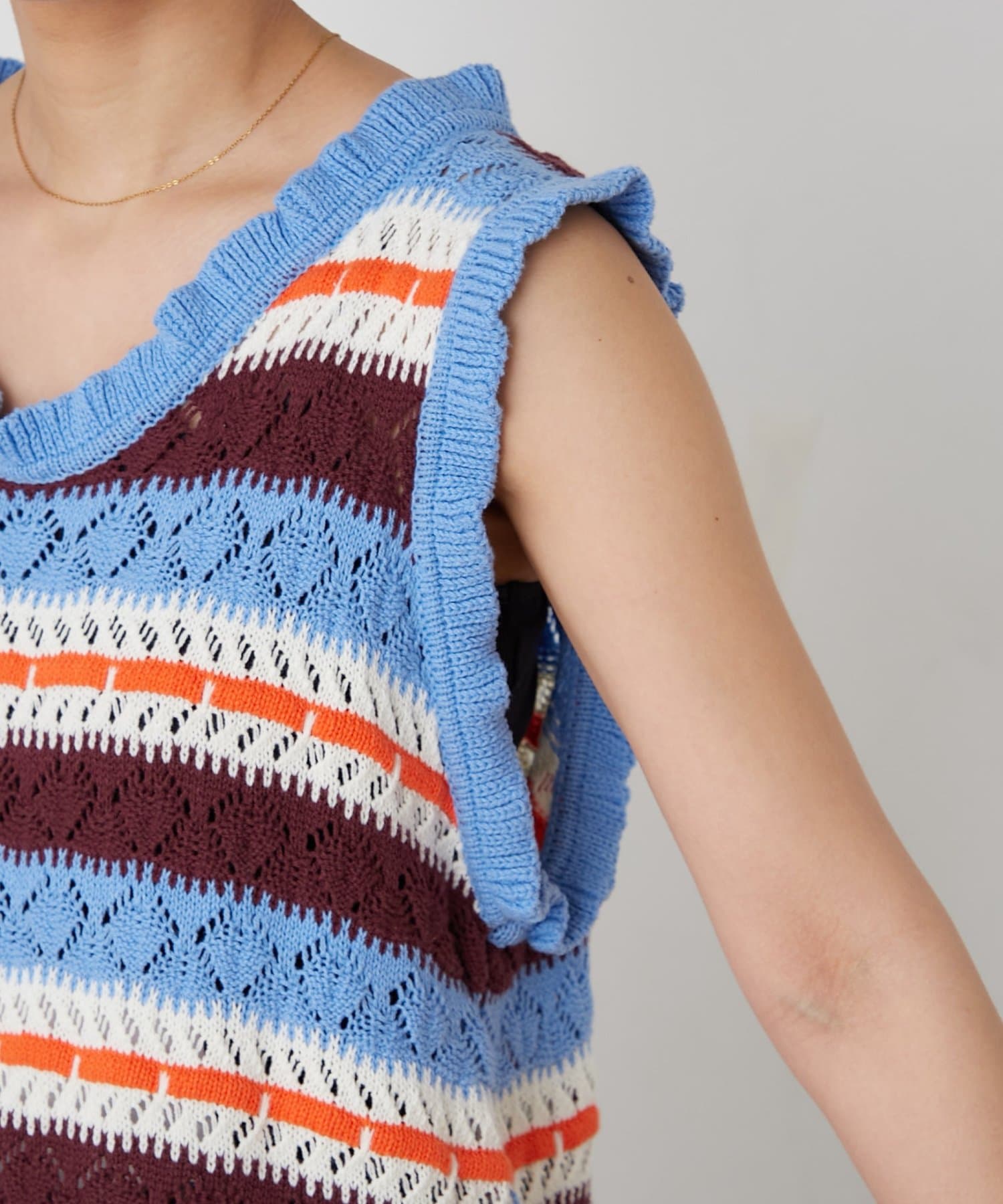 CIAOPANIC TYPY(チャオパニックティピー) 【HELLO.SANFRANCISCO/ハローサンフランシスコ】透かし柄ボーダーニットチュニック