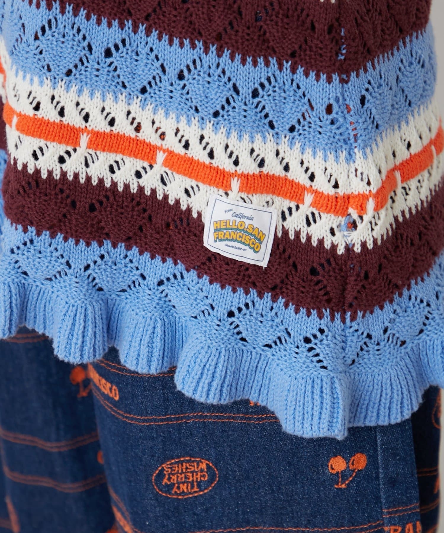 CIAOPANIC TYPY(チャオパニックティピー) 【HELLO.SANFRANCISCO/ハローサンフランシスコ】透かし柄ボーダーニットチュニック