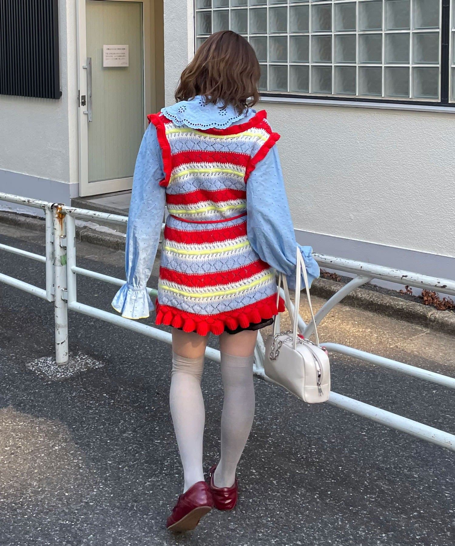 CIAOPANIC(チャオパニック) 【HELLO.SANFRANCISCO/ハローサンフランシスコ】透かし柄ボーダーニットチュニック