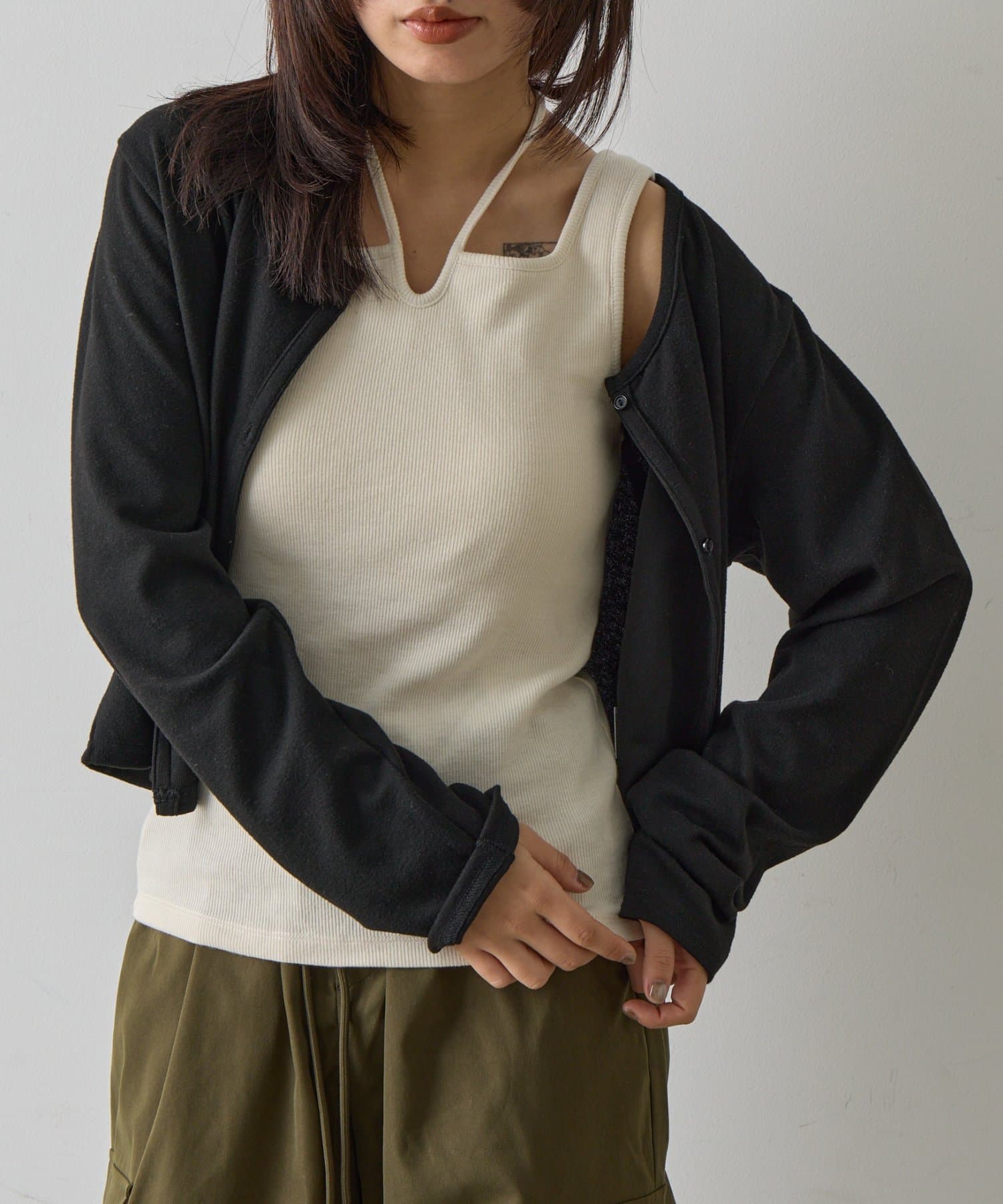 -goocy-(グーシー) カップ付きコードリボンタンクトップ