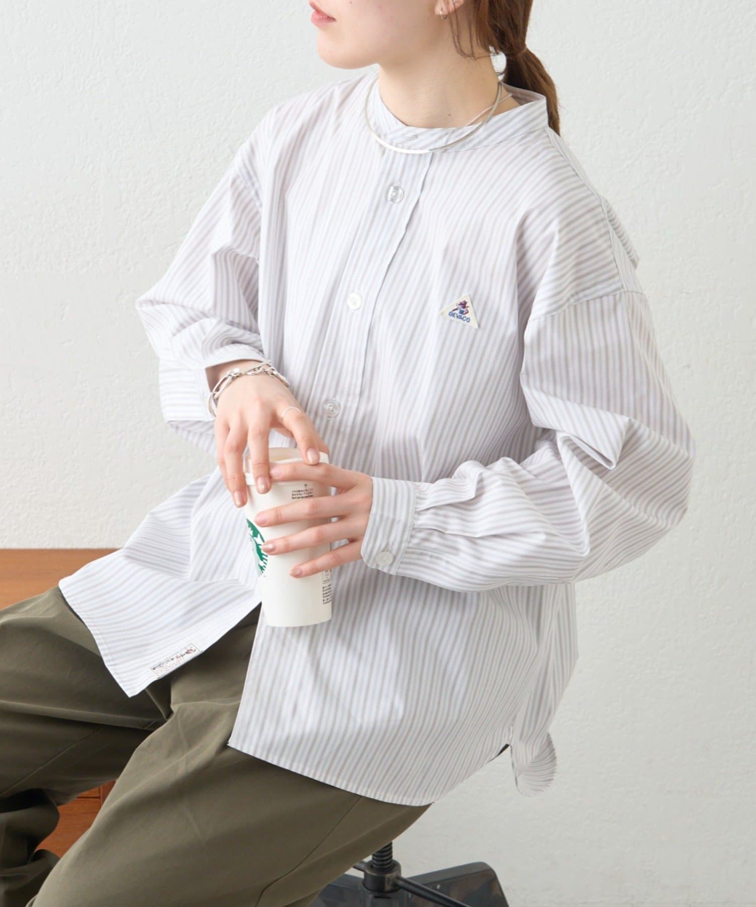 CIAOPANIC TYPY(チャオパニックティピー) 【GEVACO】バンドカラーロングスリーブシャツ/ユニセックス