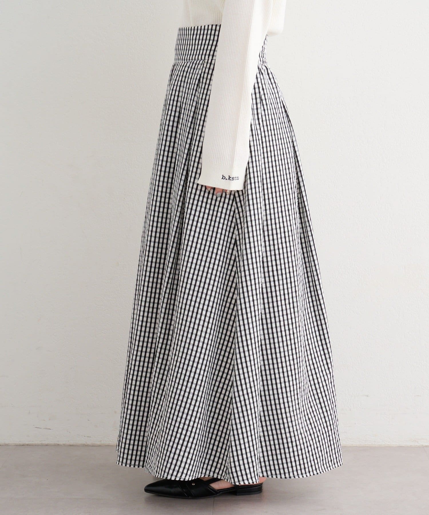 Kastane(カスタネ) 【チェック&無地】B タックフレアスカート