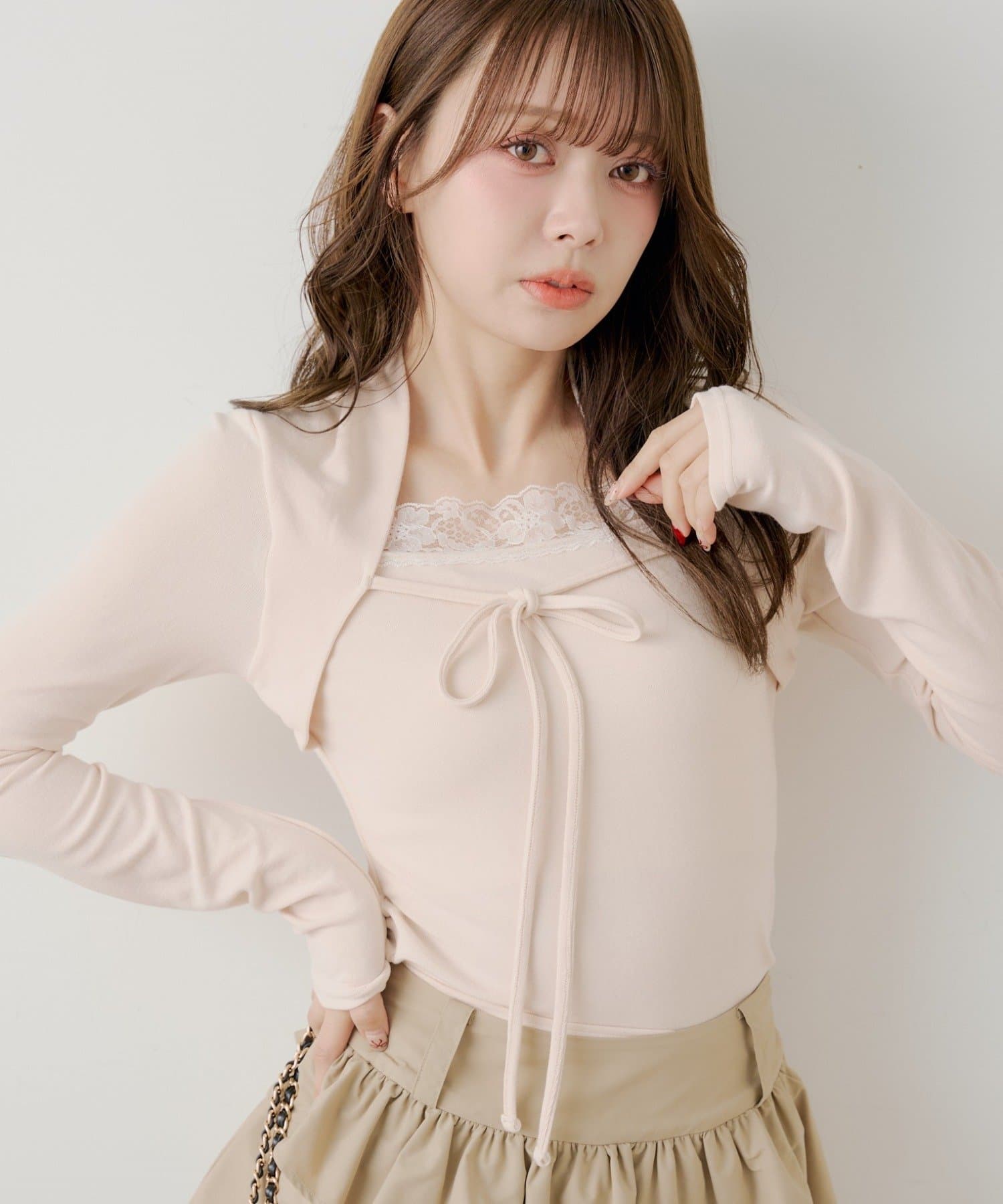 Chico(チコ) ボレロ風レースレイヤードトップス