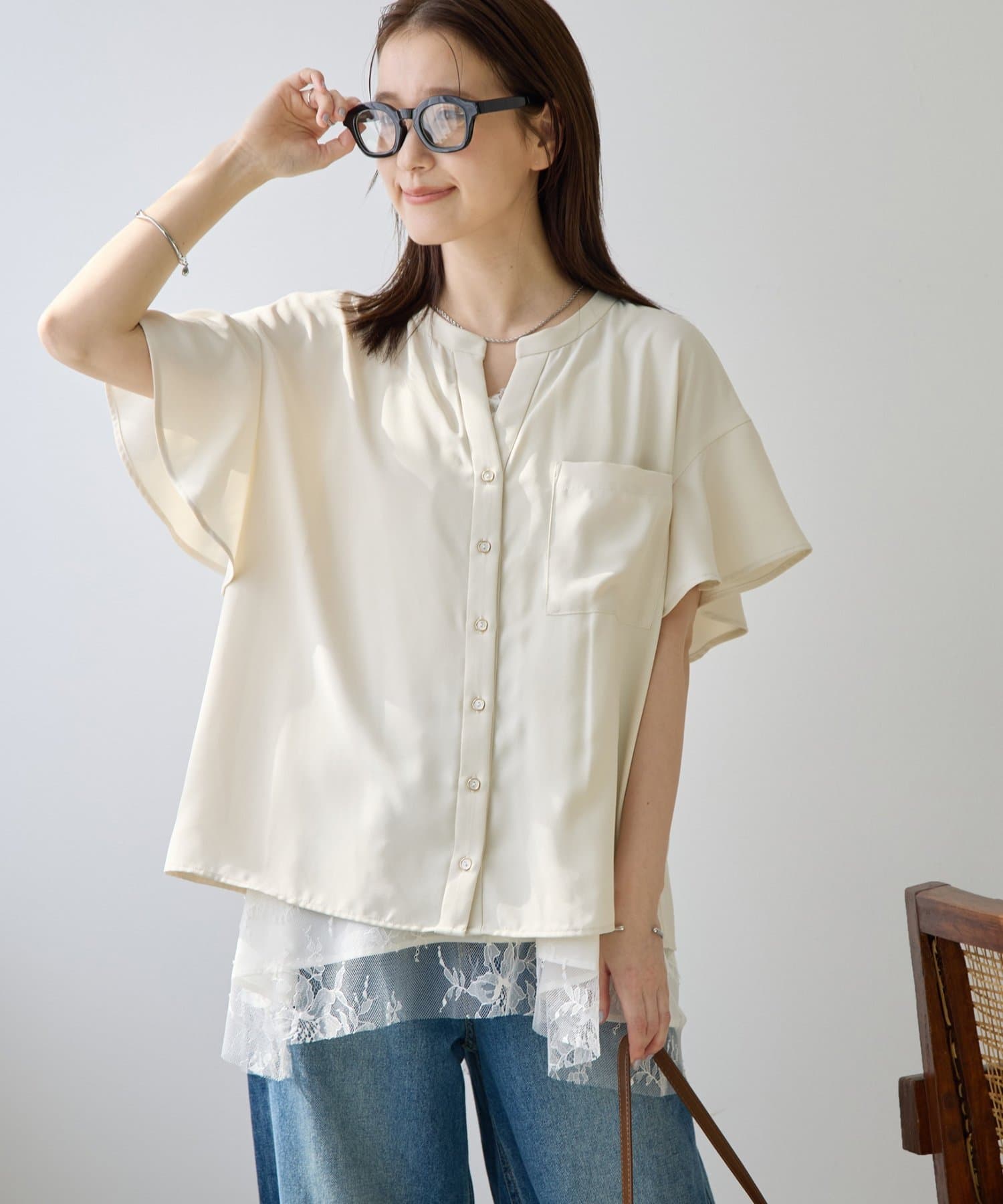 DISCOAT(ディスコート) 【Noka/UVカット/接触冷感】袖フレアスキッパーシャツ