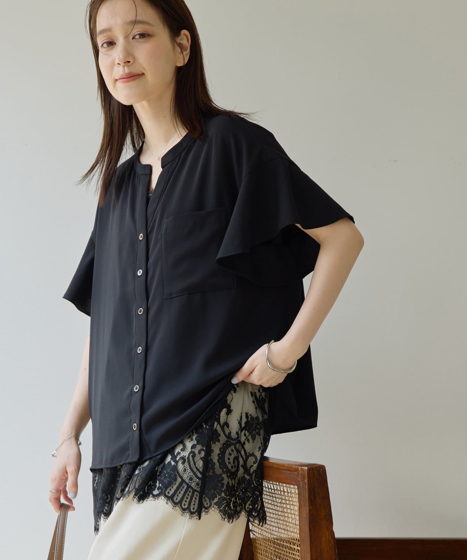 DISCOAT(ディスコート) 【Noka/UVカット/接触冷感】袖フレアスキッパーシャツ