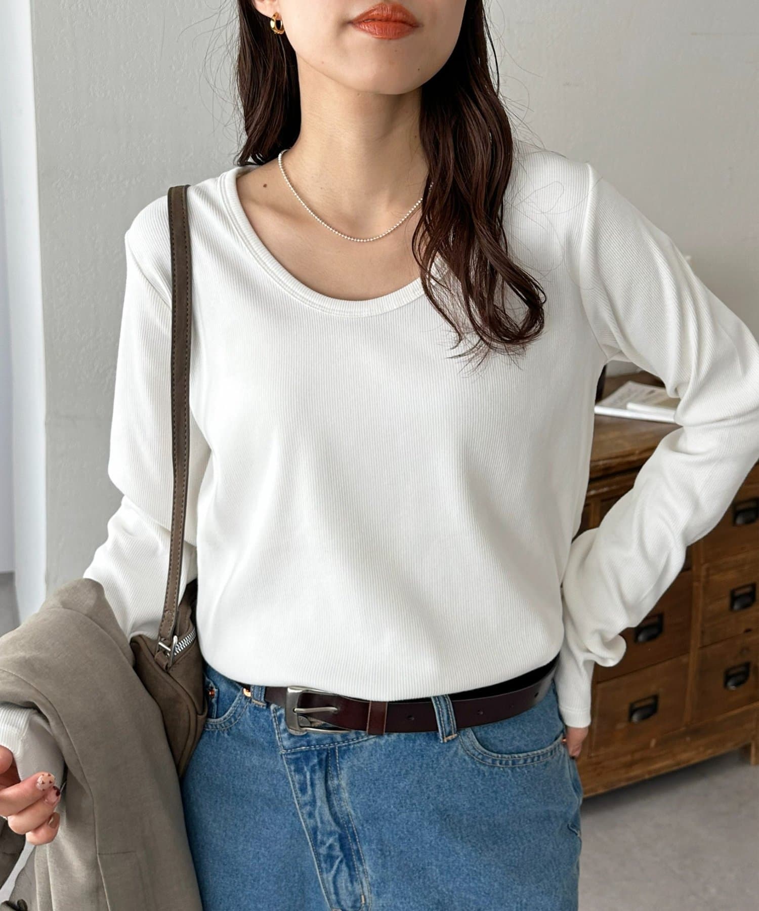 DISCOAT(ディスコート) 【SS先行予約】リブUネックロングスリーブ