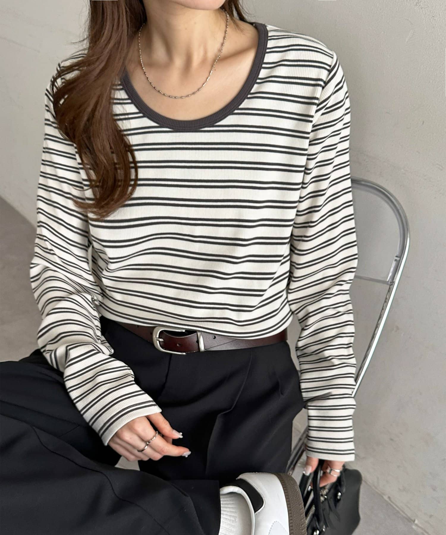 DISCOAT(ディスコート) 【SS先行予約】リブUネックロングスリーブ