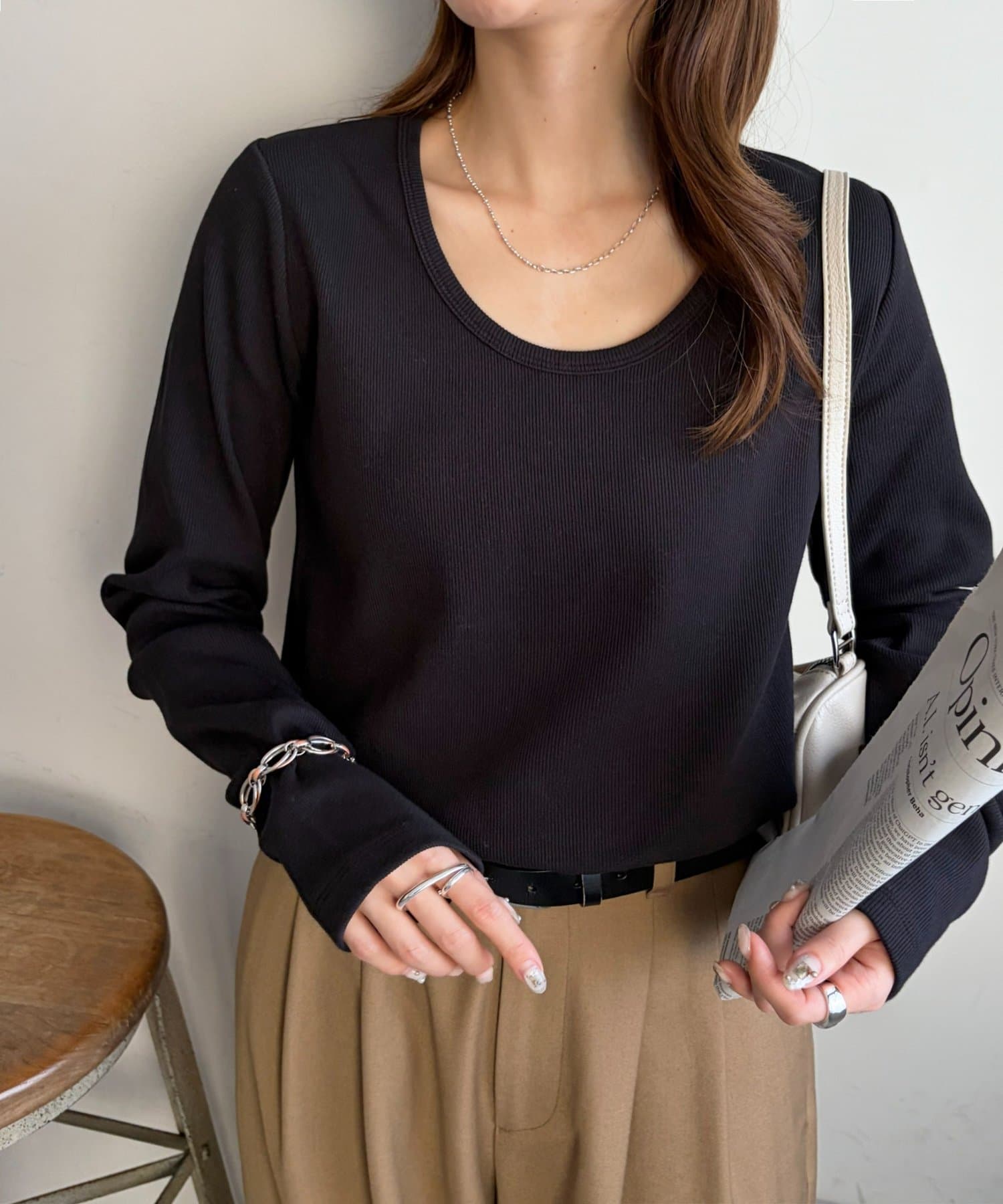 DISCOAT(ディスコート) 【SS先行予約】リブUネックロングスリーブ