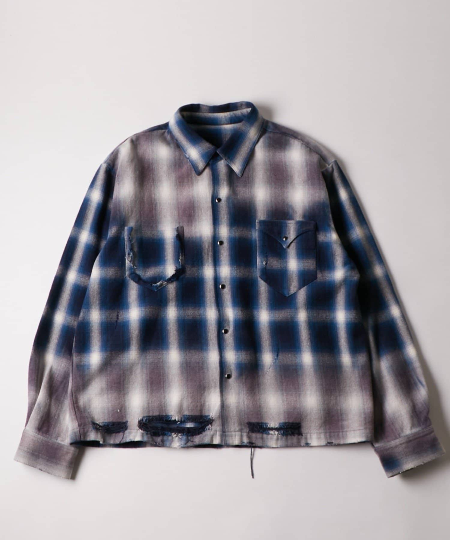 WHO’S WHO gallery(フーズフーギャラリー) 【FromVintage】ダメージチェックシャツ