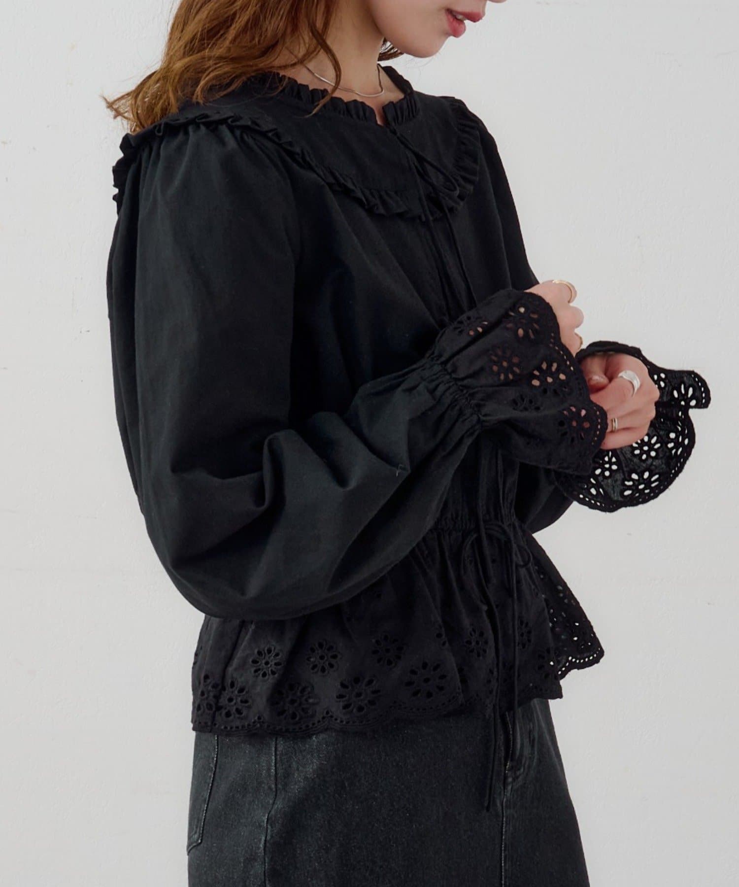 Kastane(カスタネ) 【3.12(木)12:00発売】Bコットンレース フリルブラウス