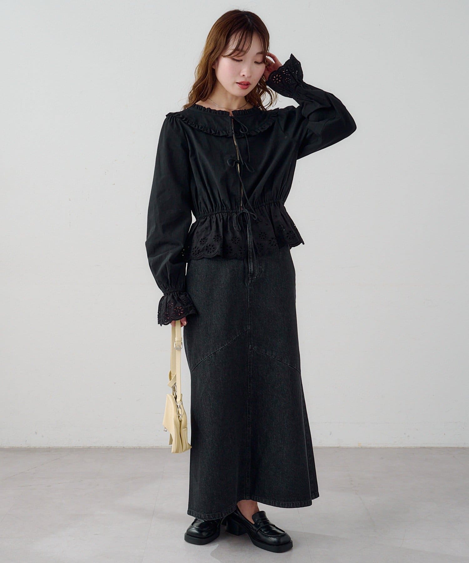 Kastane(カスタネ) 【3.12(木)12:00発売】Bコットンレース フリルブラウス