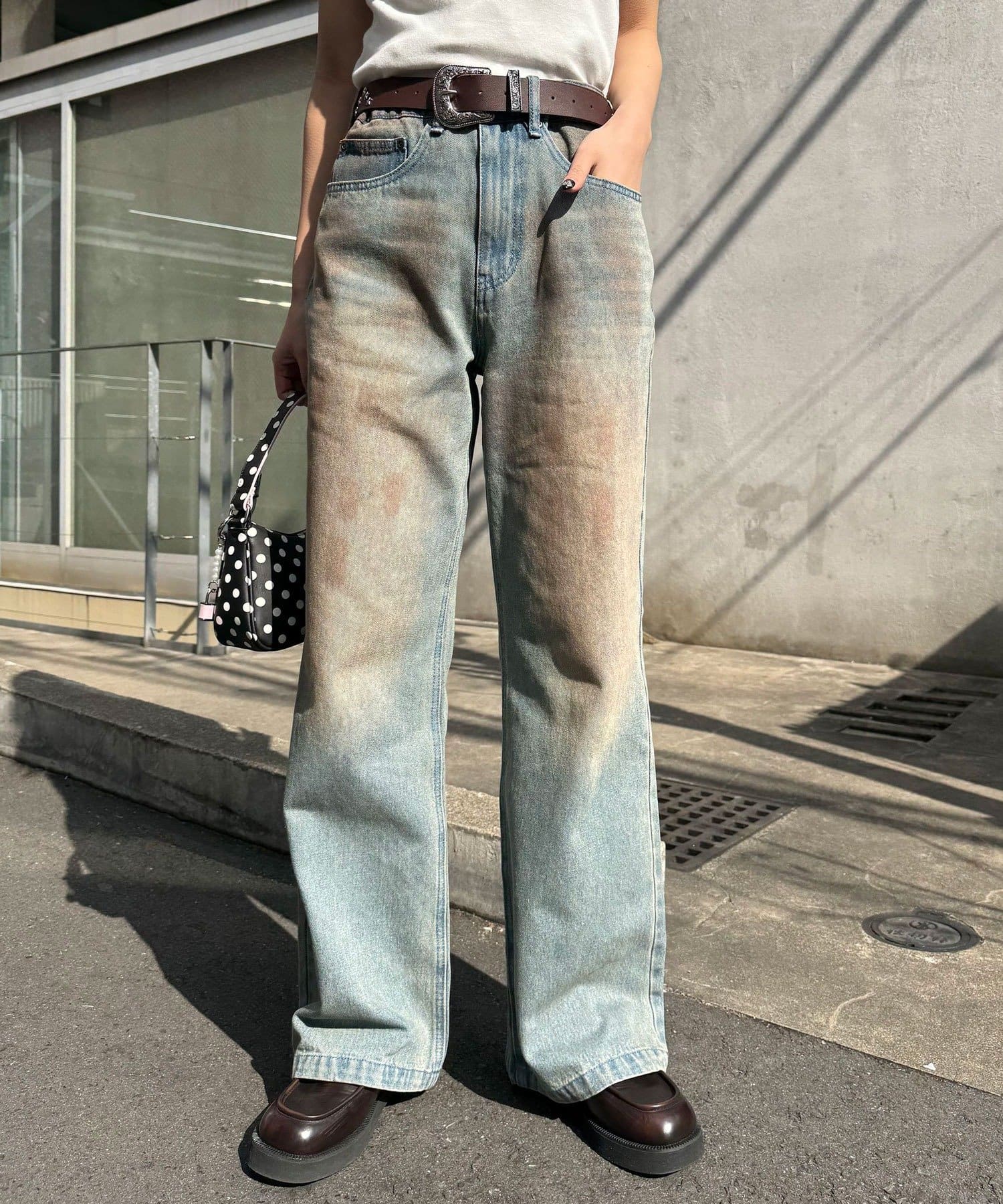 CIAOPANIC(チャオパニック) ヴィンテージライクセミフレアデニムパンツ