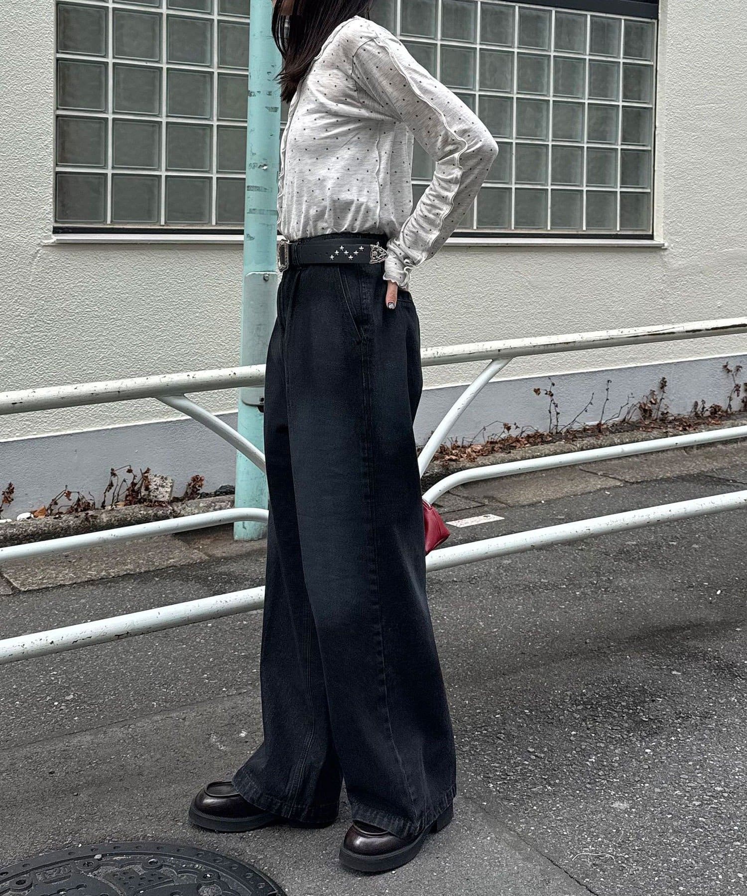 CIAOPANIC(チャオパニック) ワンタックストレートデニムパンツ